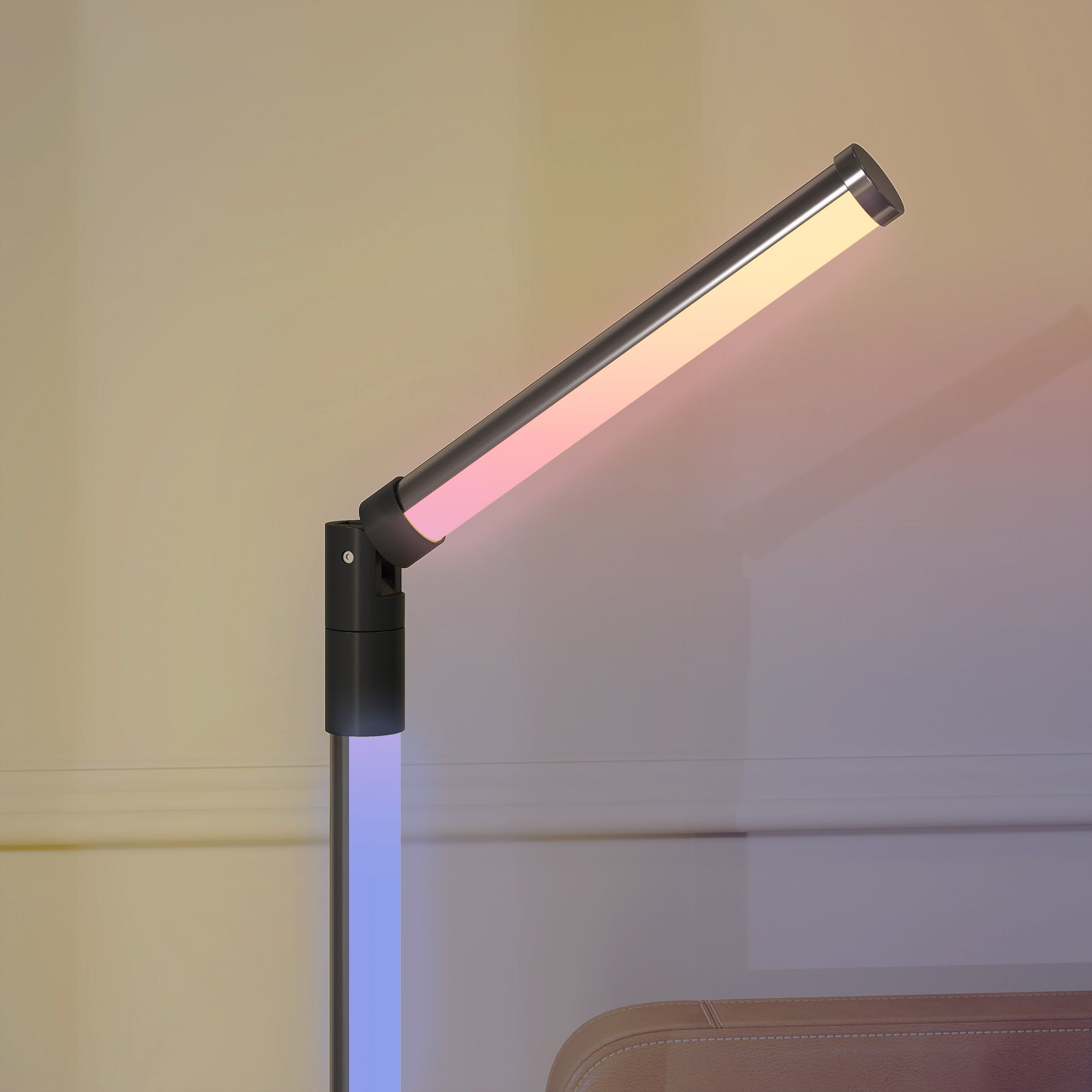HOMCOM LED Floor Lamp, 360° RGB Detachable Corner Floor Lamp with App & Remote Control, Colour Changing Standing Lamp with Music Sync & Timing, for Living Room, Game Room, Dark Grey - North Peak Garden Furniture