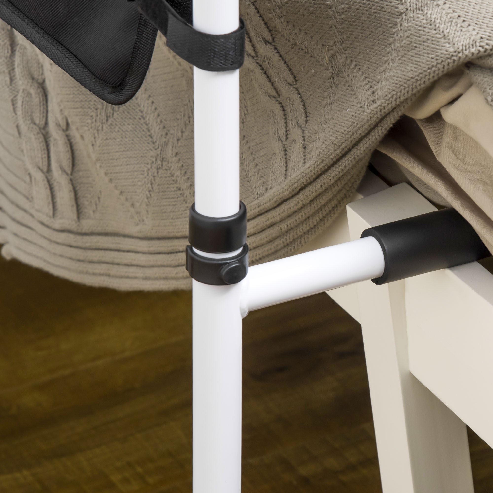 HOMCOM Safety Bed Rail, Height Adjustable Bed Assist Rail with Storage Pocket, Grab Bar for Disabled and Senior, White - North Peak Garden Furniture