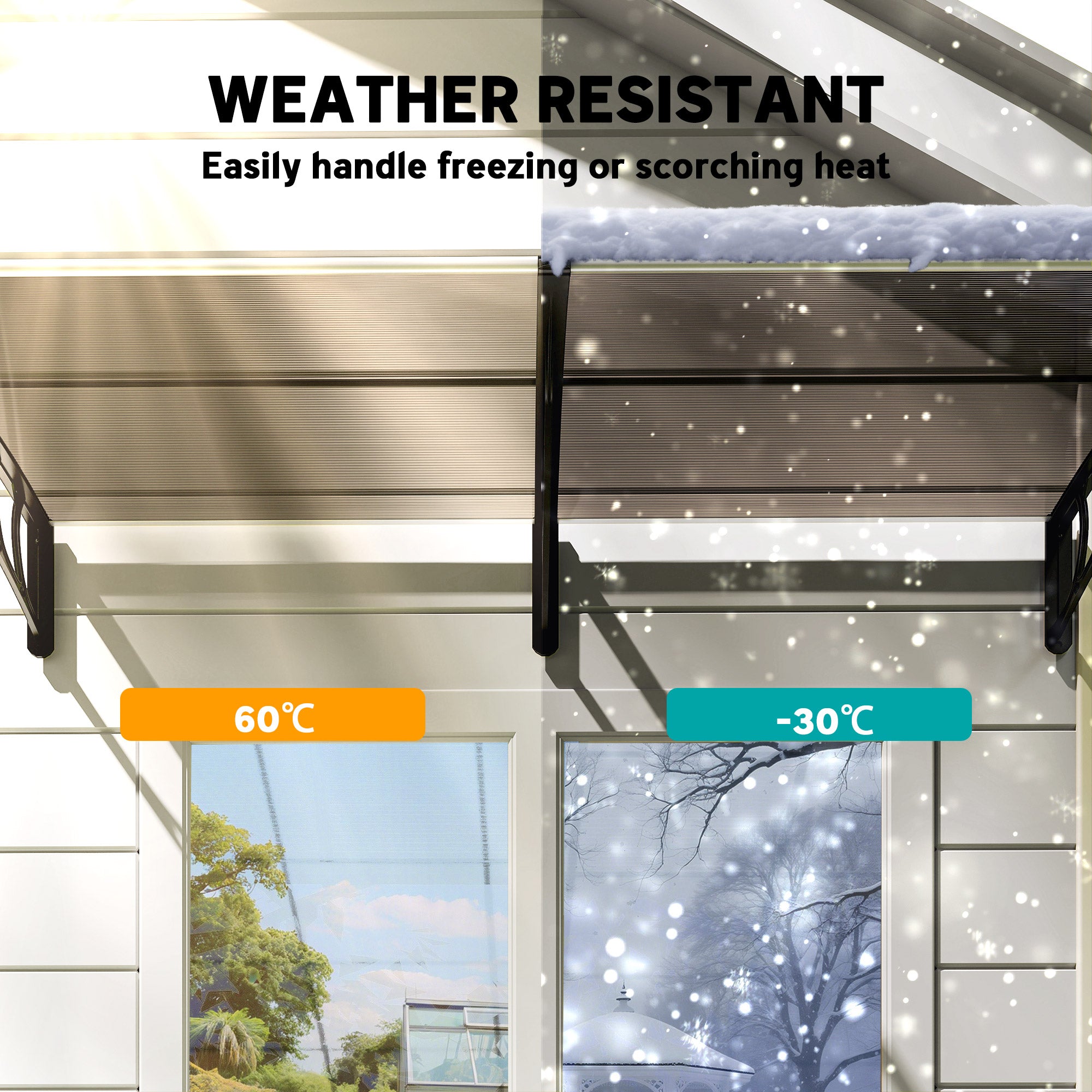 Outsunny Front Door Canopy, Outdoor Awning, Rain Shelter, 200 x 96cm, Brown