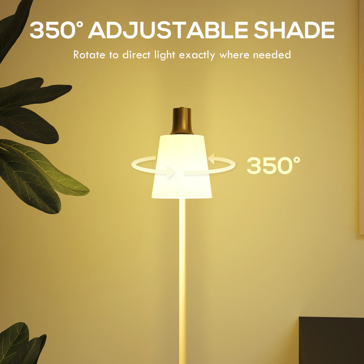 HOMCOM Modern Standing Lamp, Floor Lamp with 350° Rotatable Head for Living Room, White