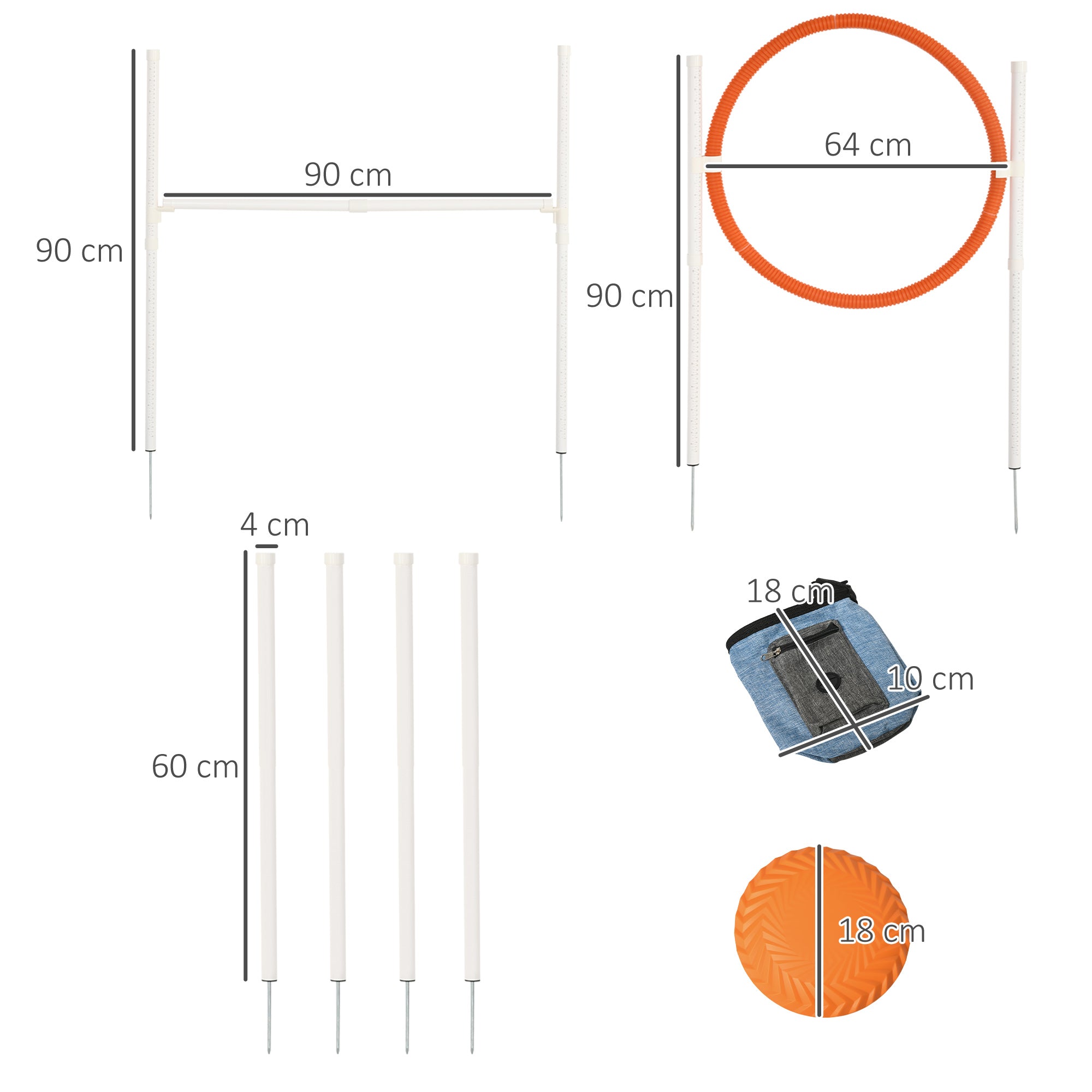 PawHut Dog Agility Training Kit with Portable Carry Bag, Outdoor Exercise Equipment, Multicolour | Aosom UK