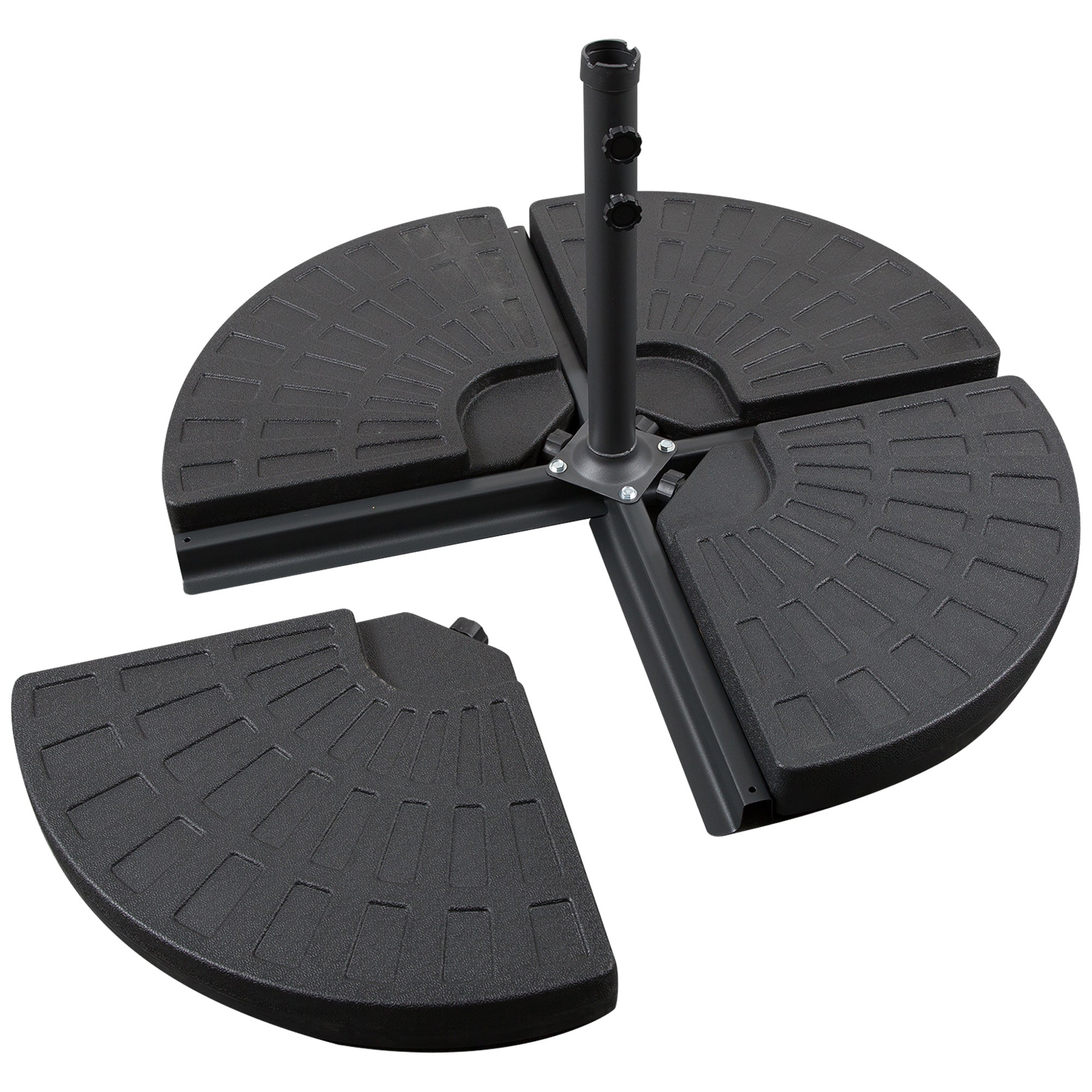 Outsunny 4 PCs Portable Round Parasol Base Umbrella Cross Stand Weights Holder Sand or Water Filled Outdoor Garden Patio