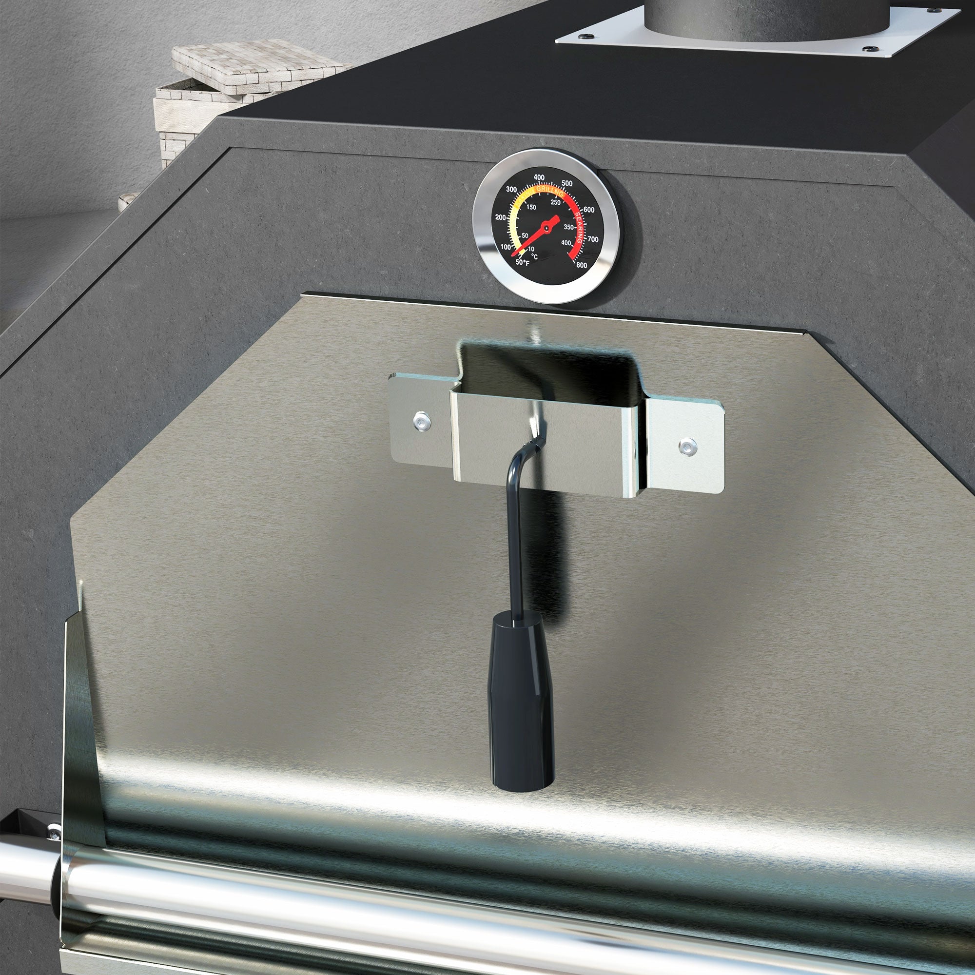 Outsunny Steel 3-Tier Outdoor Pizza Oven Charcoal BBQ Grill, Black - North Peak Garden Furniture