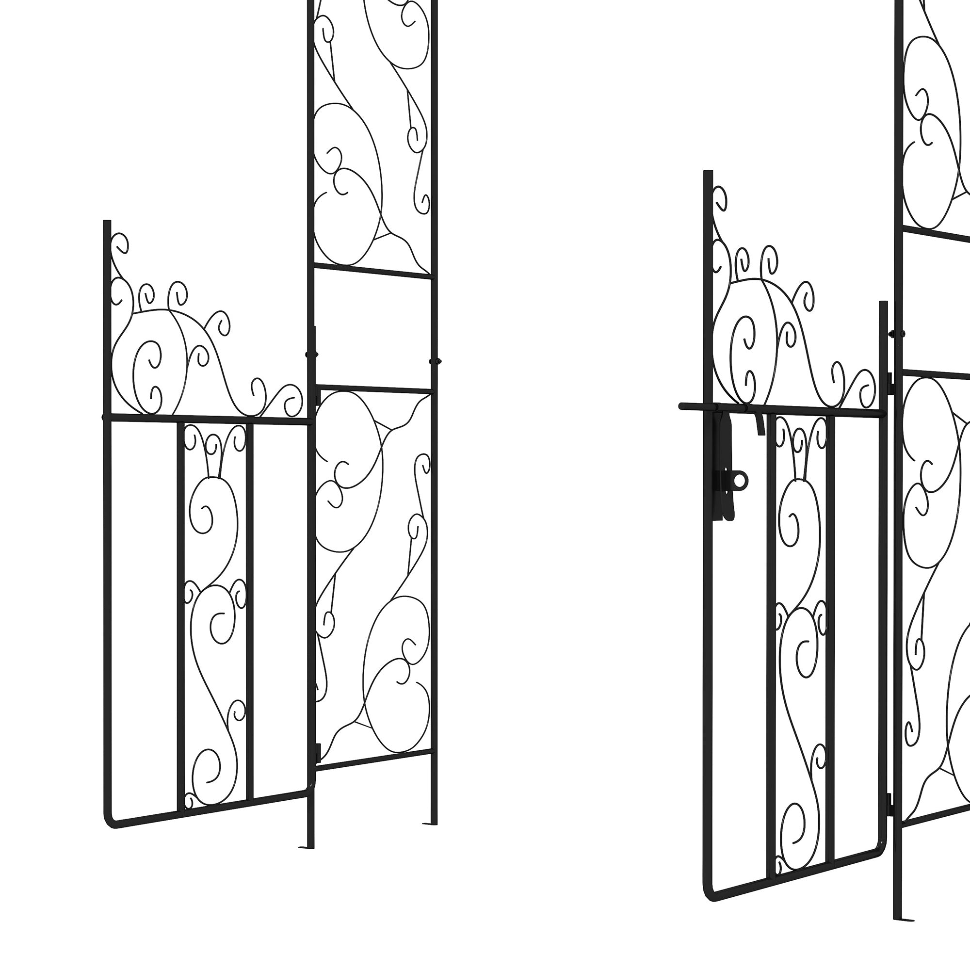Outsunny Outdoor Garden Arch with Double Gates, Metal Garden Arbor for Climbing Plants, Roses, Vines, Wedding Arch for Outdoor, 125L x 38W x 227H cm, Black - North Peak Garden Furniture