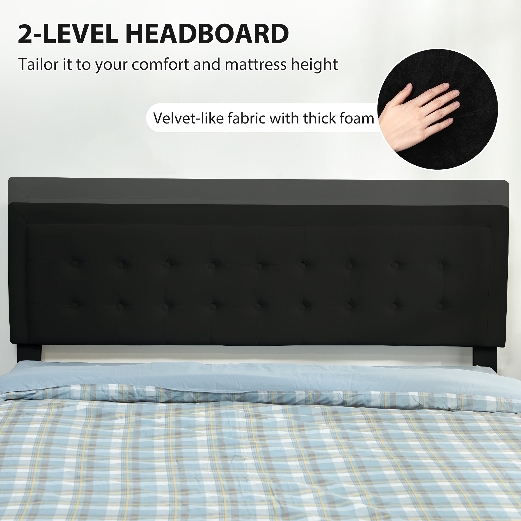 HOMCOM King Size Ottoman Bed Frame, with Front Drawer - Black