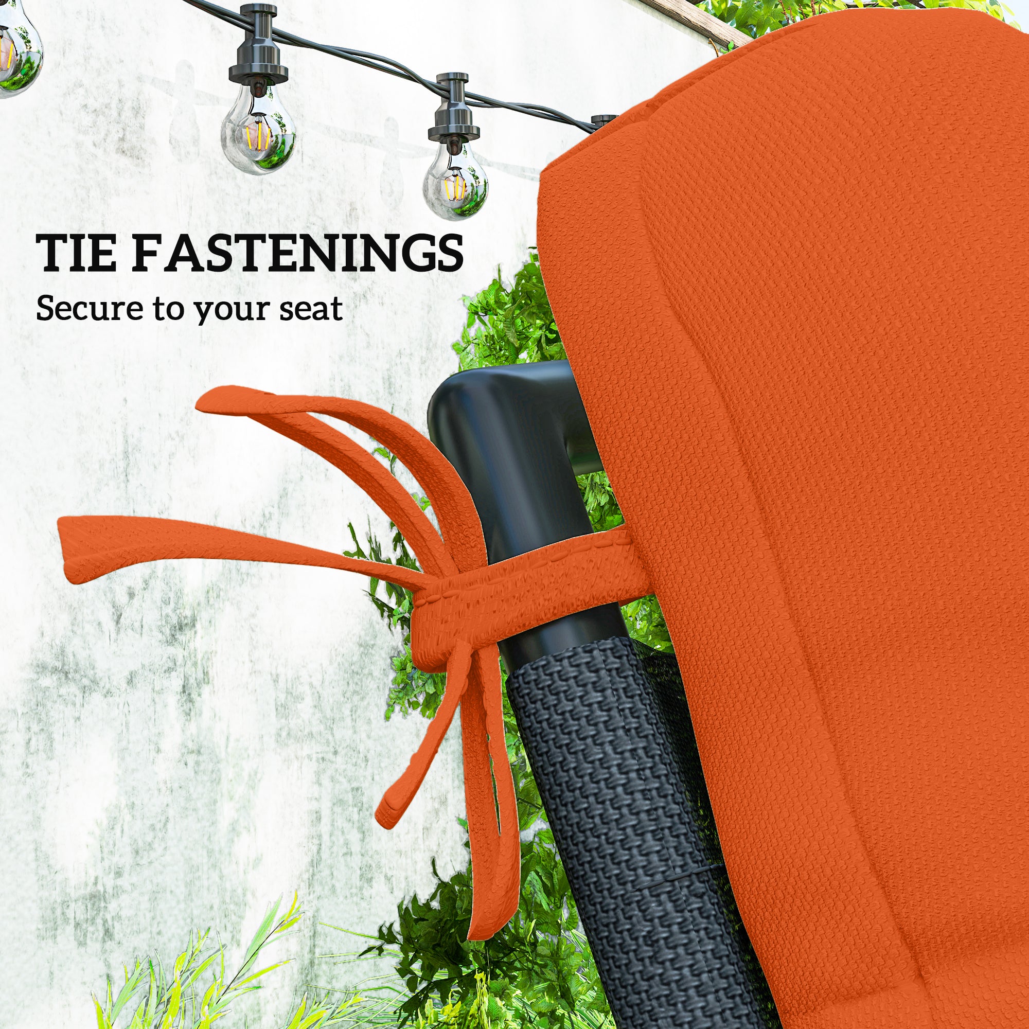 Outsunny Set of Two Padded Outdoor Seat Cushions - Orange - North Peak Garden Furniture