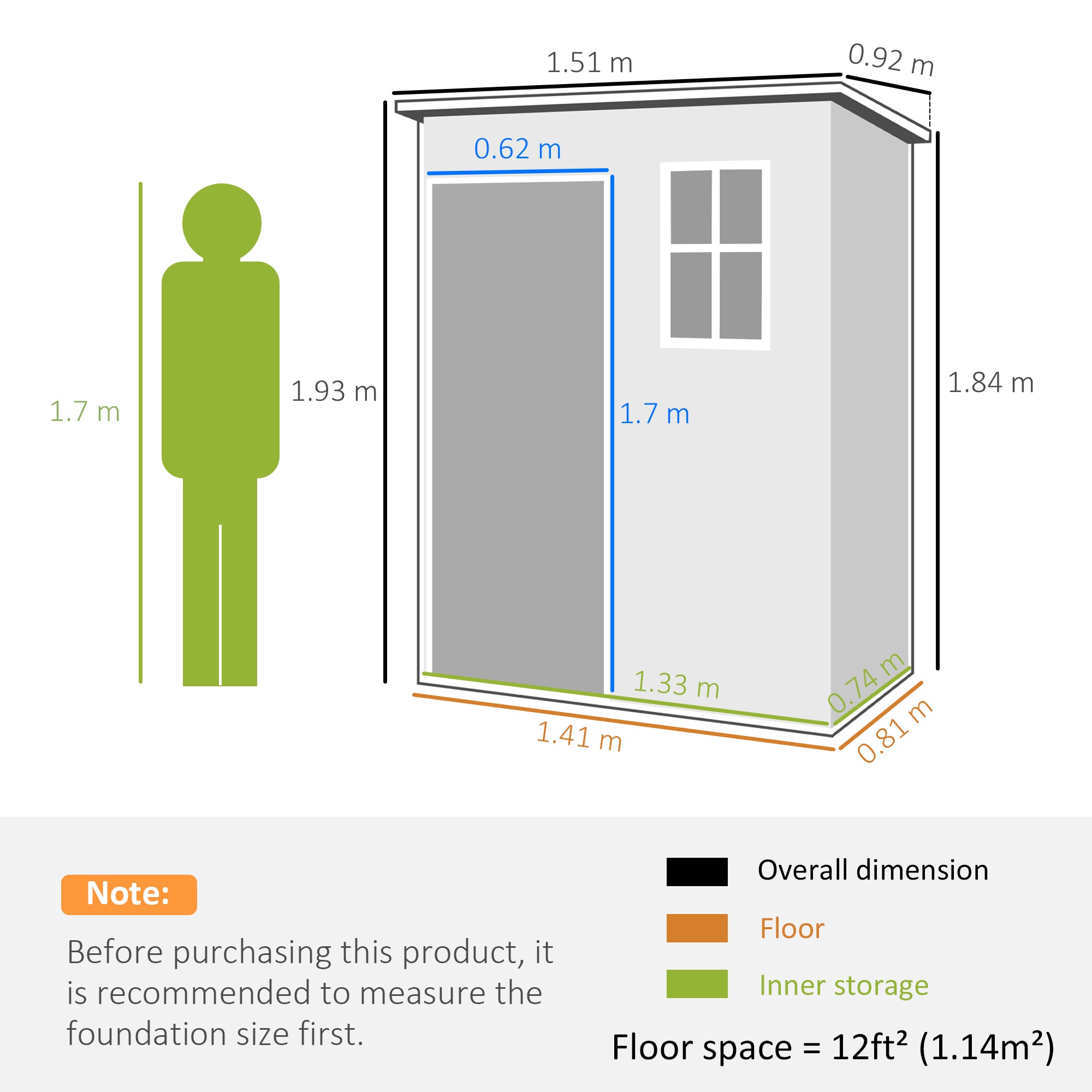 Outsunny 5' x 3' Garden Shed with Floor, Outdoor Storage Shed with Lockable Door, Window and Vent for Garden, Patio, Grey