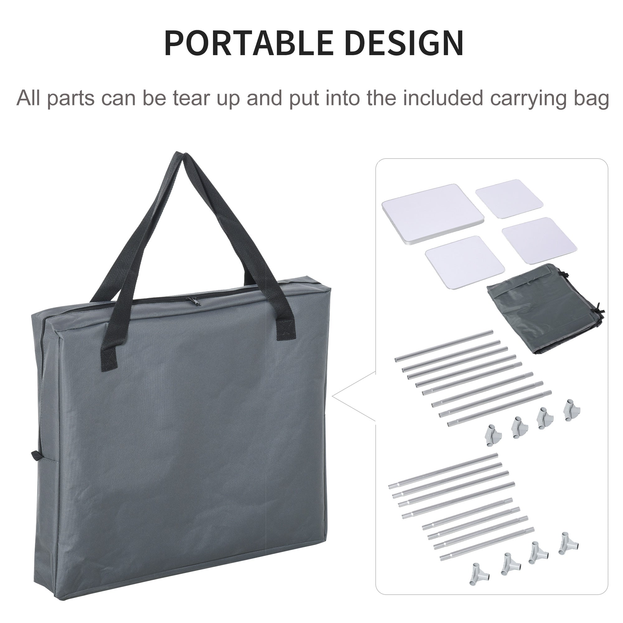 Outsunny 3-Shelf Camping Cupboard Camping Kitchen Station Cook Table, Storage Organiser for BBQ Party Picnics Backyards with Carrying Bag, Grey - North Peak Garden Furniture