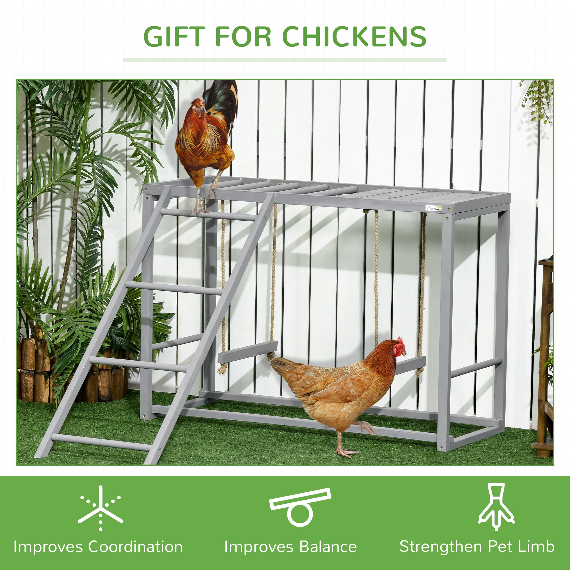 PawHut Walk In Chicken Run with Chicken Activity Shelf and Cover, 2.8 x 5.7 x 2m - North Peak Garden Furniture