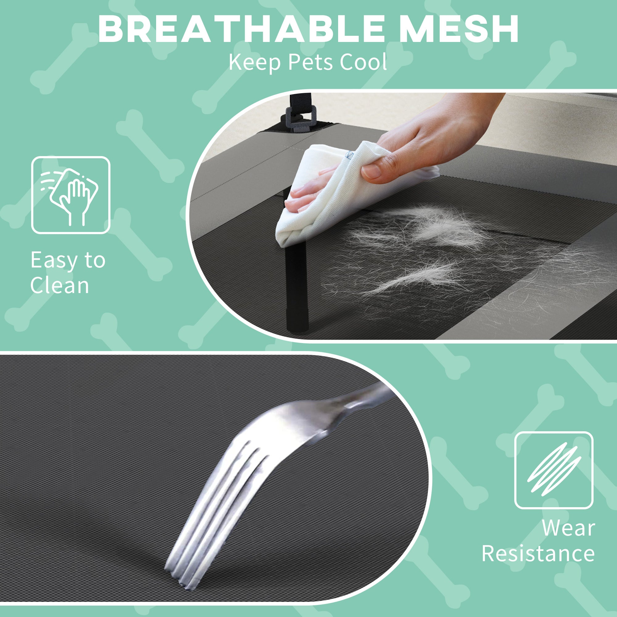 PawHut Cooling Raised Pet Bed w/ Washable Breathable Mesh, for Medium, Large Dogs, 91 x 76 x 89cm - Light Grey - North Peak Garden Furniture