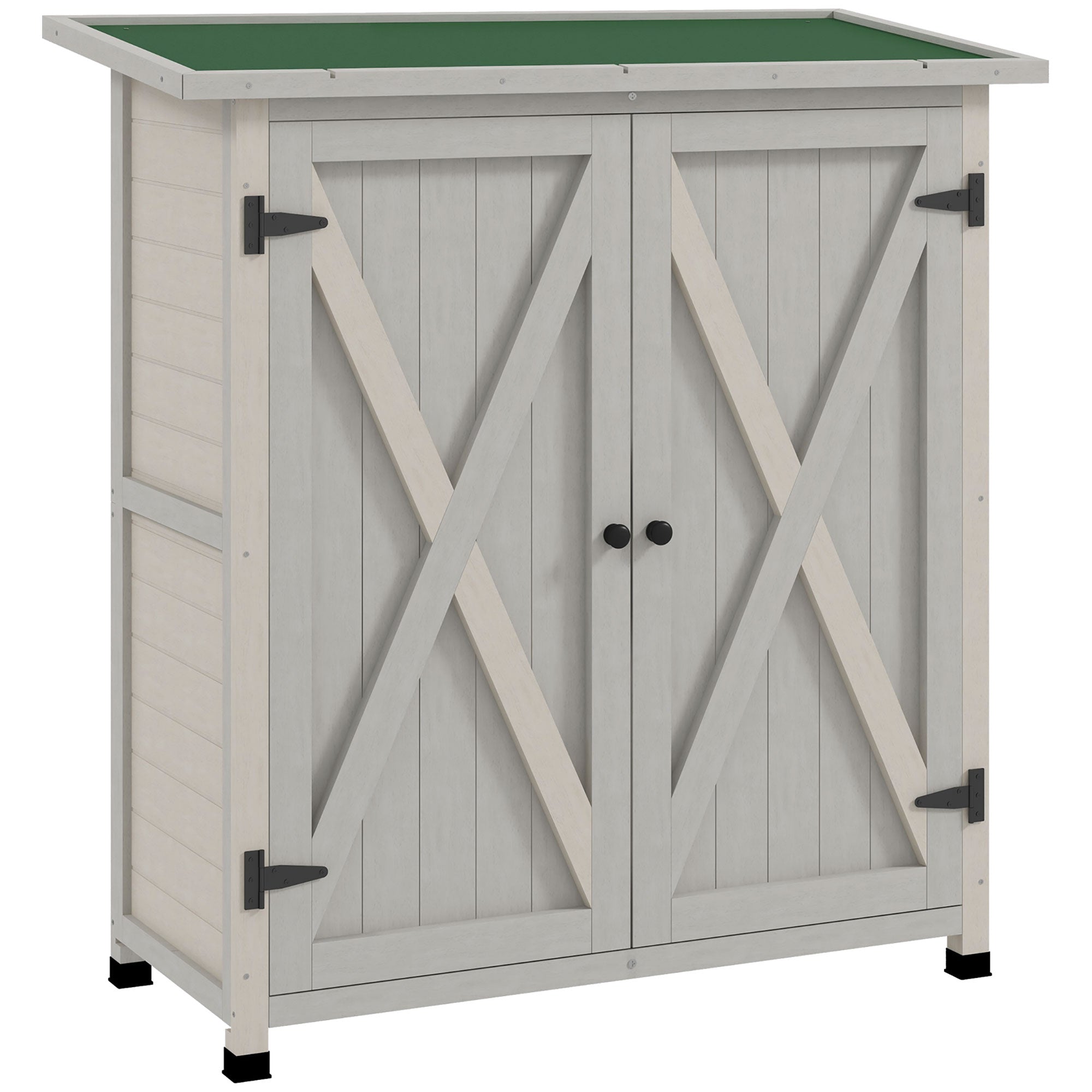 Outsunny 46.5 x 97cm Compact Wooden Storage Shed - Light Grey - North Peak Garden Furniture