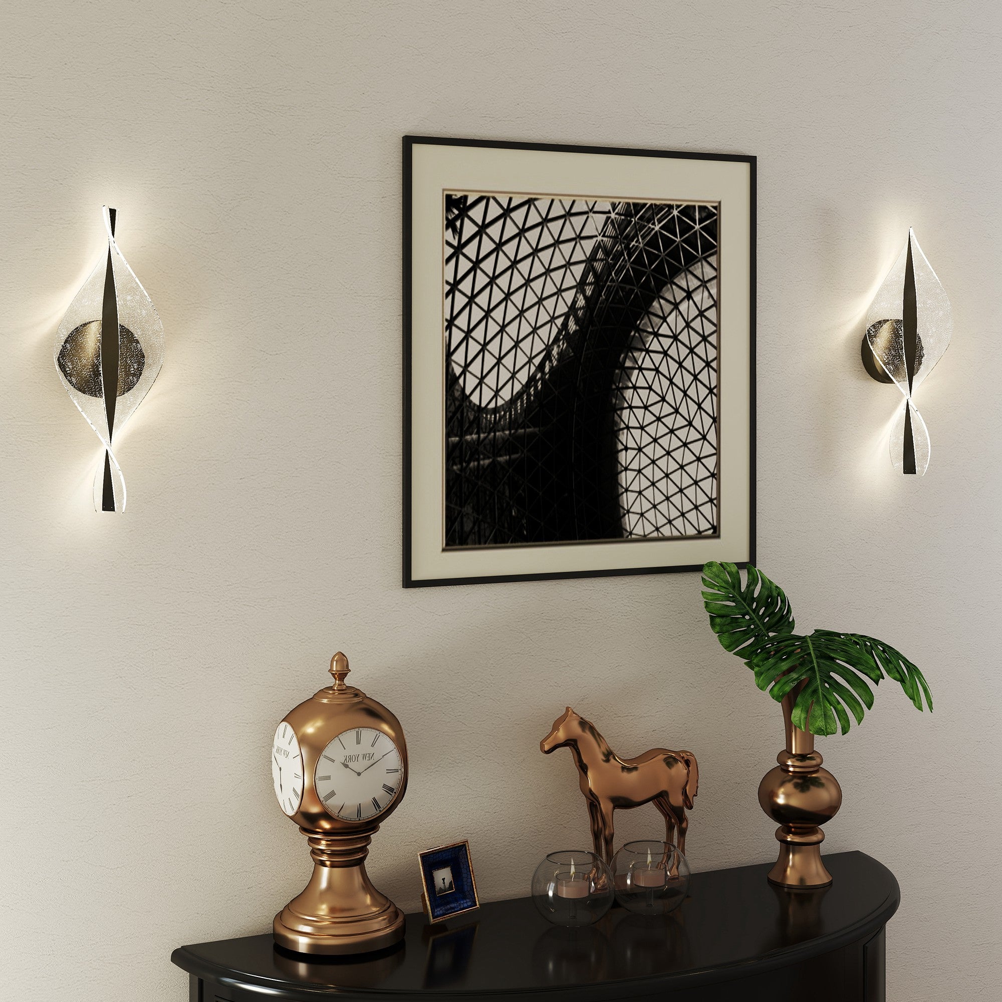HOMCOM Led Wall Lamp 2 Pack, 13W Modern Indoor Spiral Wall Light, Colour Temperature Adjustable 3000K/4000K/6500K, for Bedroom, Living Room, Hallway, Stairs, Black - North Peak Garden Furniture
