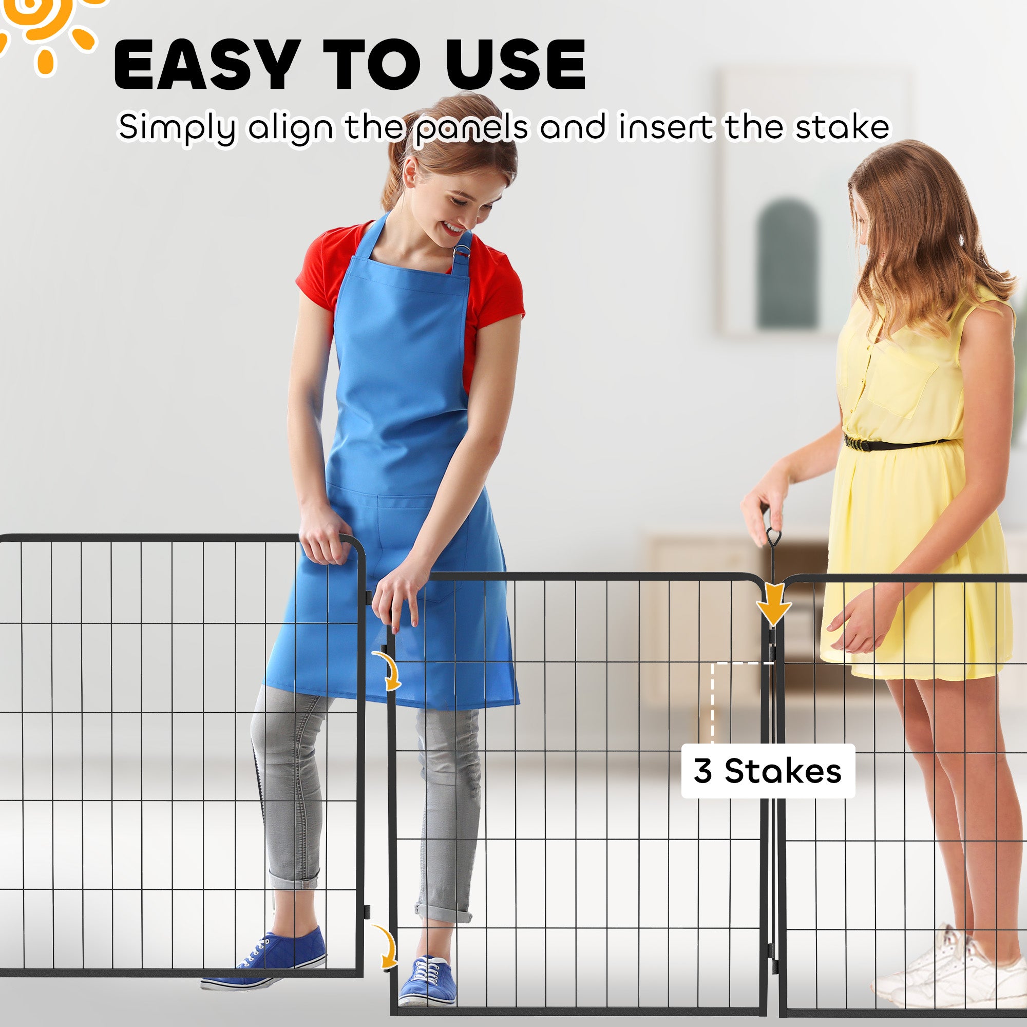 PawHut Two-Piece Dog Pen Expansion Pack for Medium Dogs, 80cm Tall Animal Pen with Three Connecting Stakes
