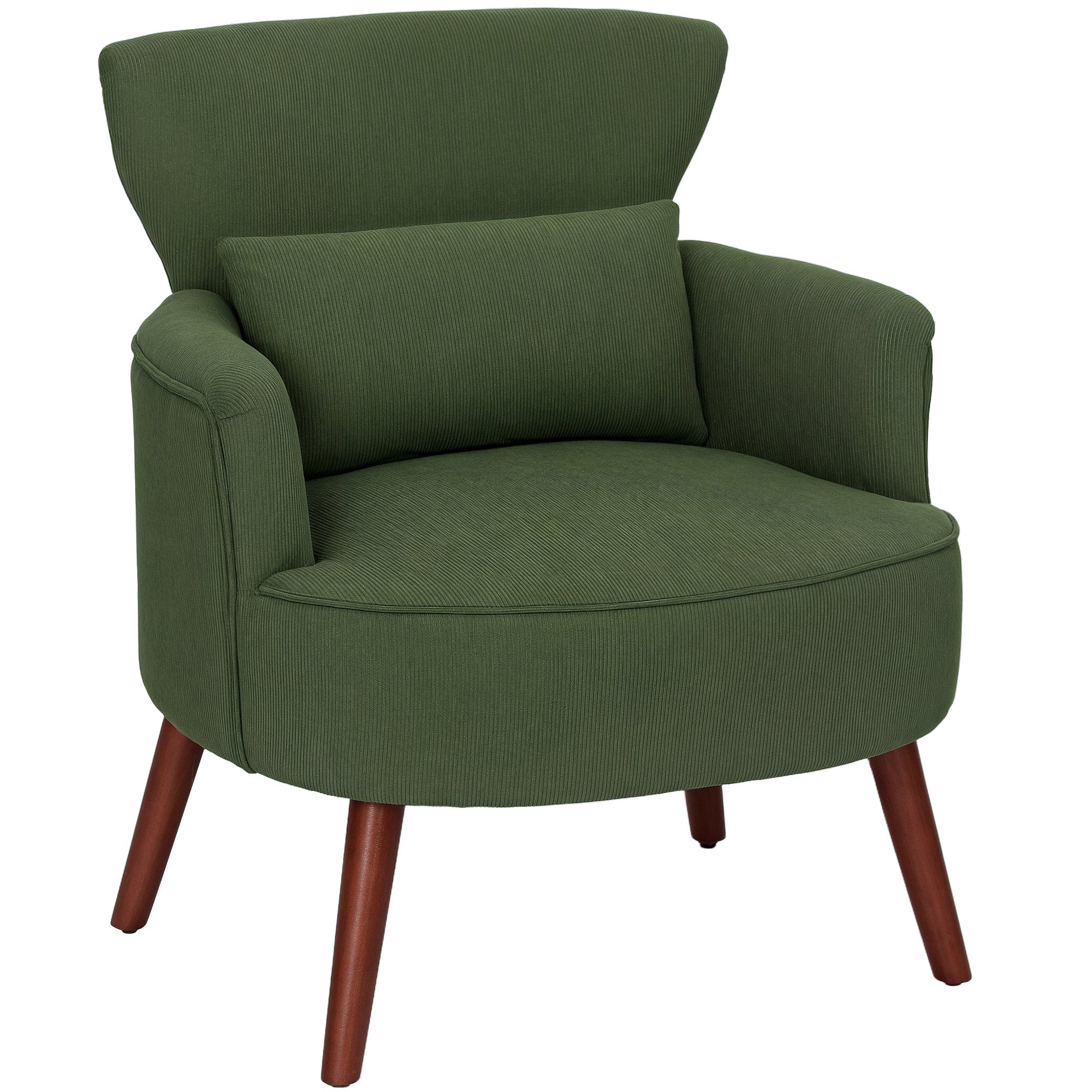 HOMCOM Corduroy Retro Accent Chair - Green - North Peak Garden Furniture