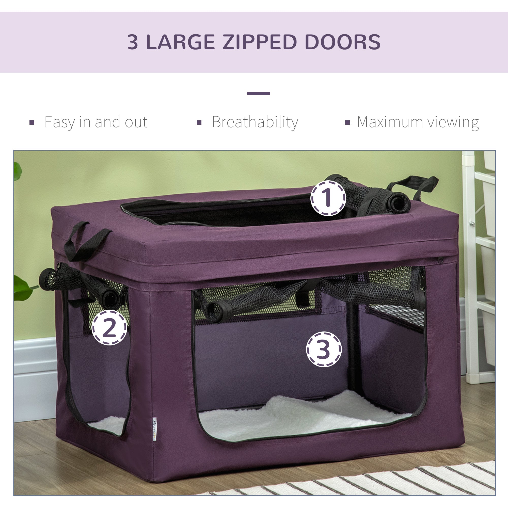 PawHut 60cm Pet Carrier, with Cushion, for Miniature Dogs - Purple