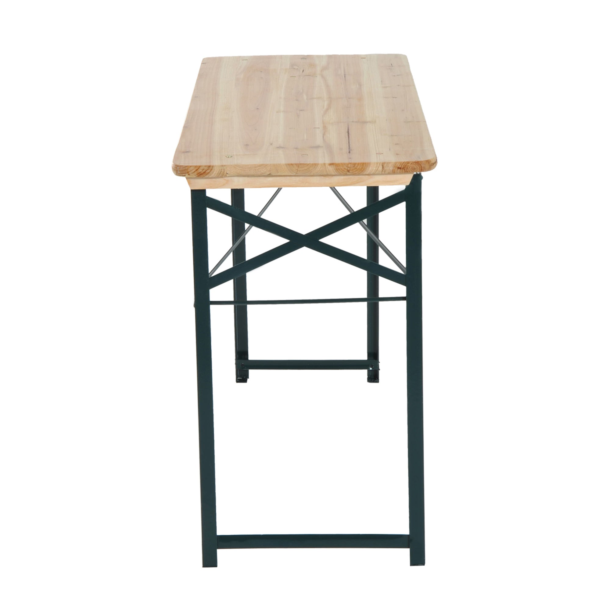Outsunny Portable Folding Camping Picnic Trestle Beer Table and 2 Bench Set Wooden Garden Furniture Patio Dining Party BBQ Chairs Stools - North Peak Garden Furniture