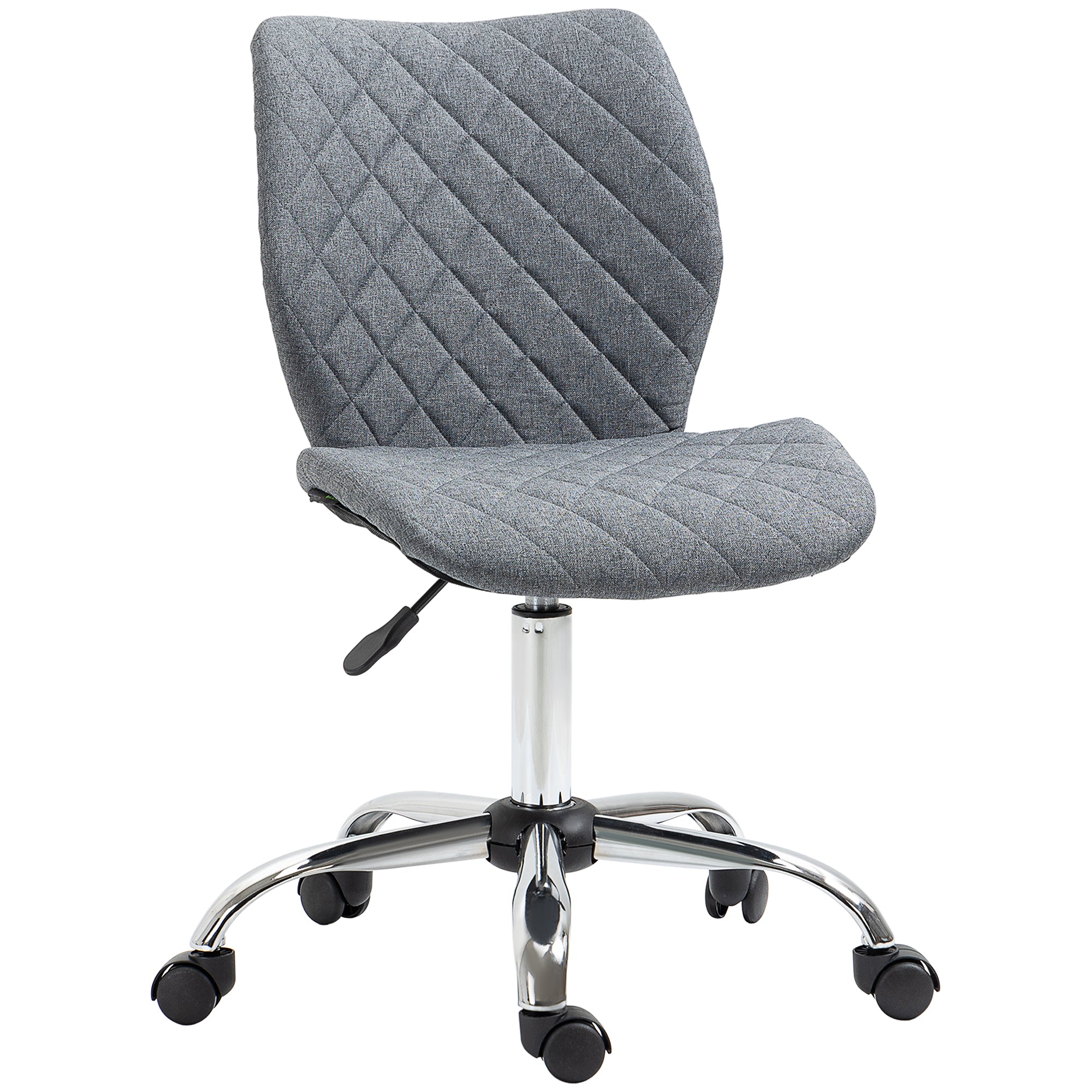 Vinsetto Armless Office Chair Adjustable Computer Chair Swivel Chair with Rolling Wheels and Linen Fabric Back Support for Home Office Students Study Grey - North Peak Garden Furniture