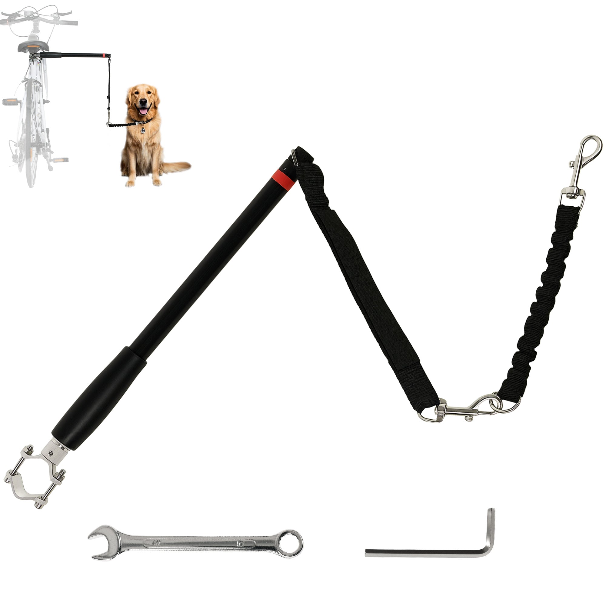 PawHut Dog Lead for Bicycle, Dog Leash for Cycling, Training, Jogging, Black - North Peak Garden Furniture