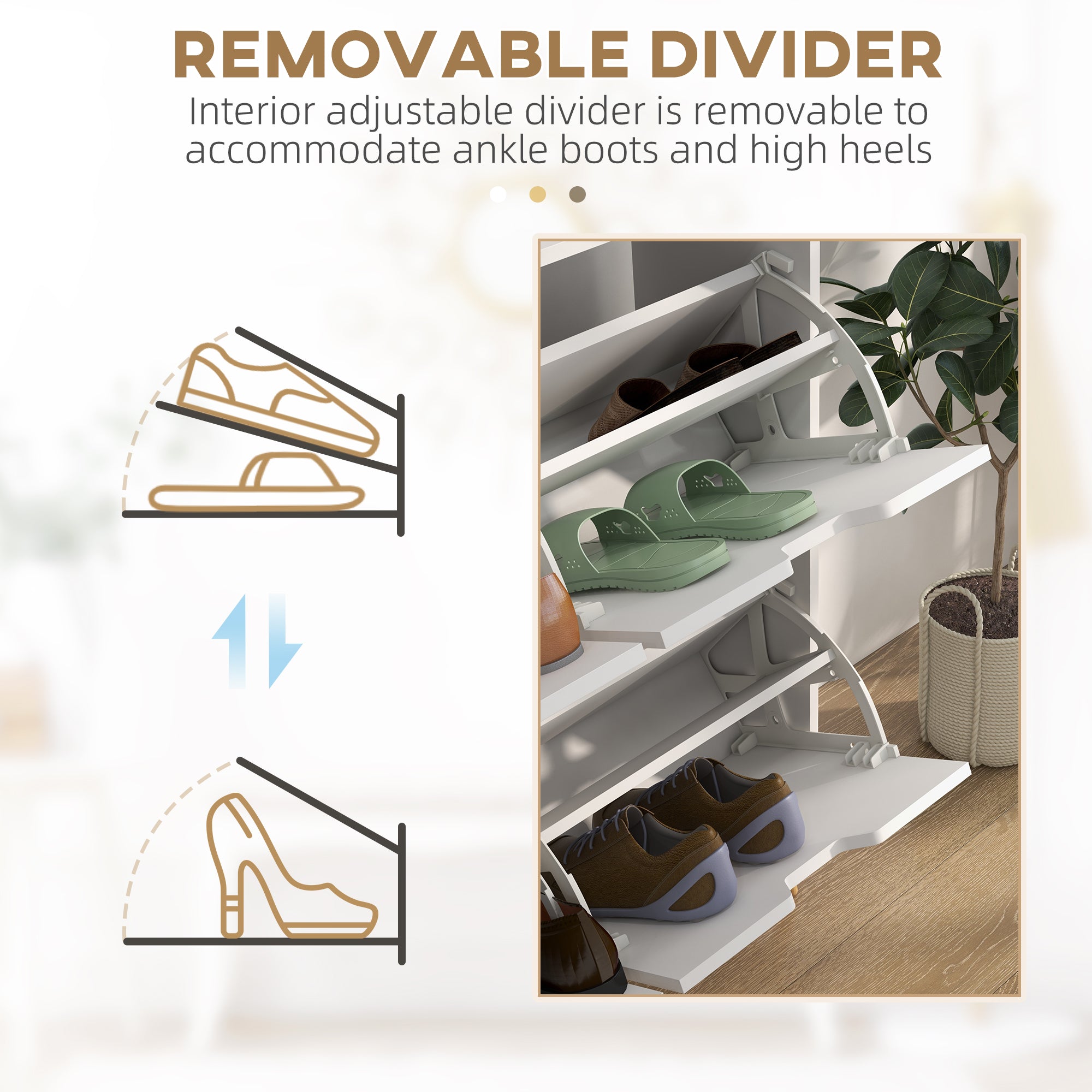 HOMCOM Shoe Storage Cabinet, 4 Flip Drawers, Shoe Organizer for 16 Pairs of Shoes, White - North Peak Garden Furniture