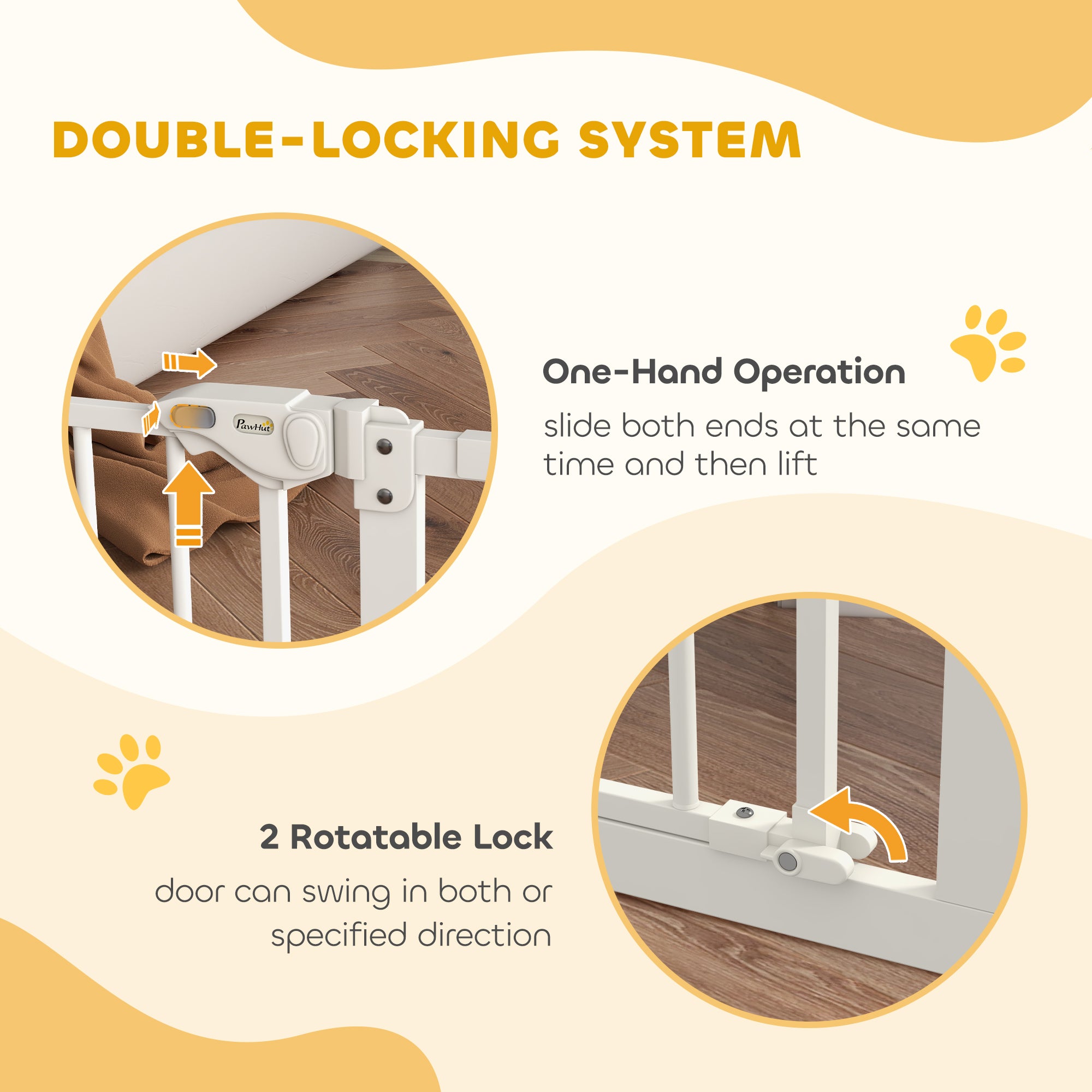 PawHut Dog Gate Stair Gate Pressure Fit Pets Barrier Auto Close for Doorway Hallway, 74-148cm Wide Adjustable, White - North Peak Garden Furniture