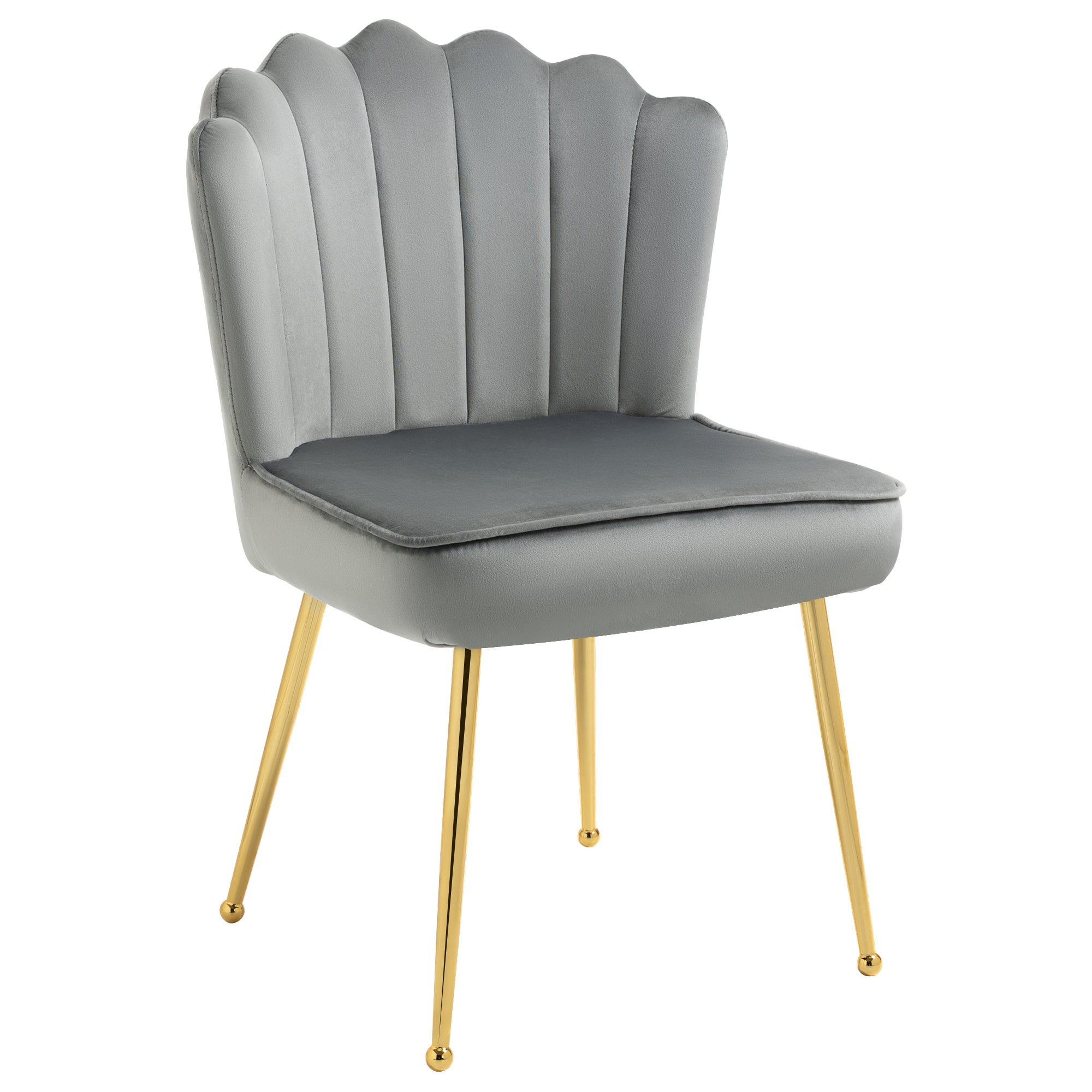 HOMCOM Velvet-Feel Shell Accent Chair - Grey - North Peak Garden Furniture