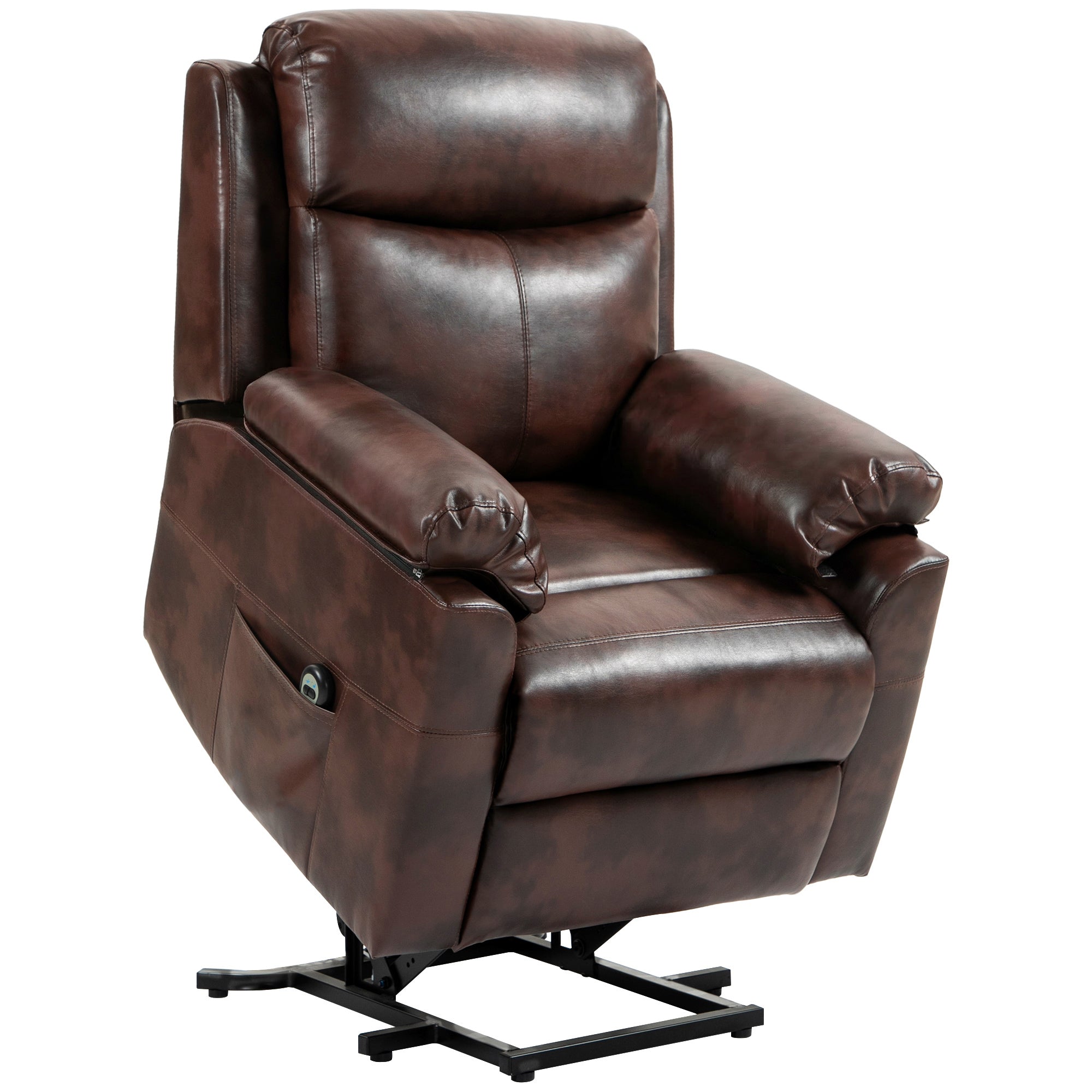 HOMCOM Faux Leather 70° Electric Riser Recliner Chair - Brown