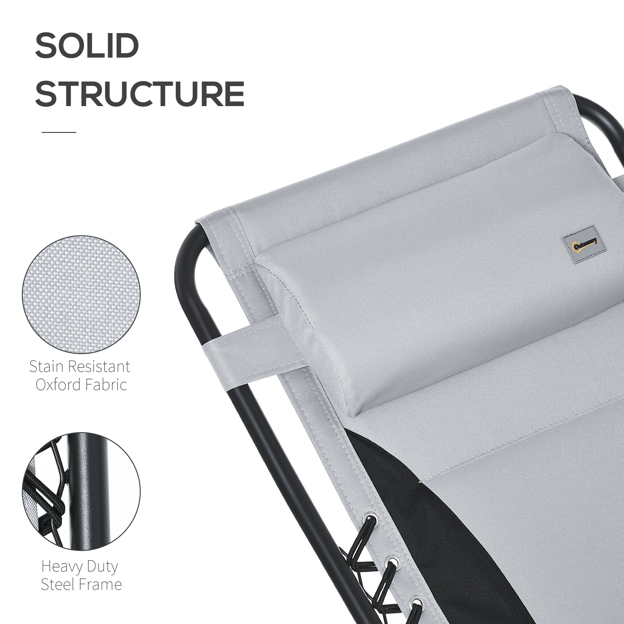 Outsunny Zero Gravity Chair, Folding Recliner, Patio Sun Lounger with Cup Holder, Adjustable Backrest, Padded Pillow for Outdoor, Patio, Deck, Poolside, Light Grey - North Peak Garden Furniture