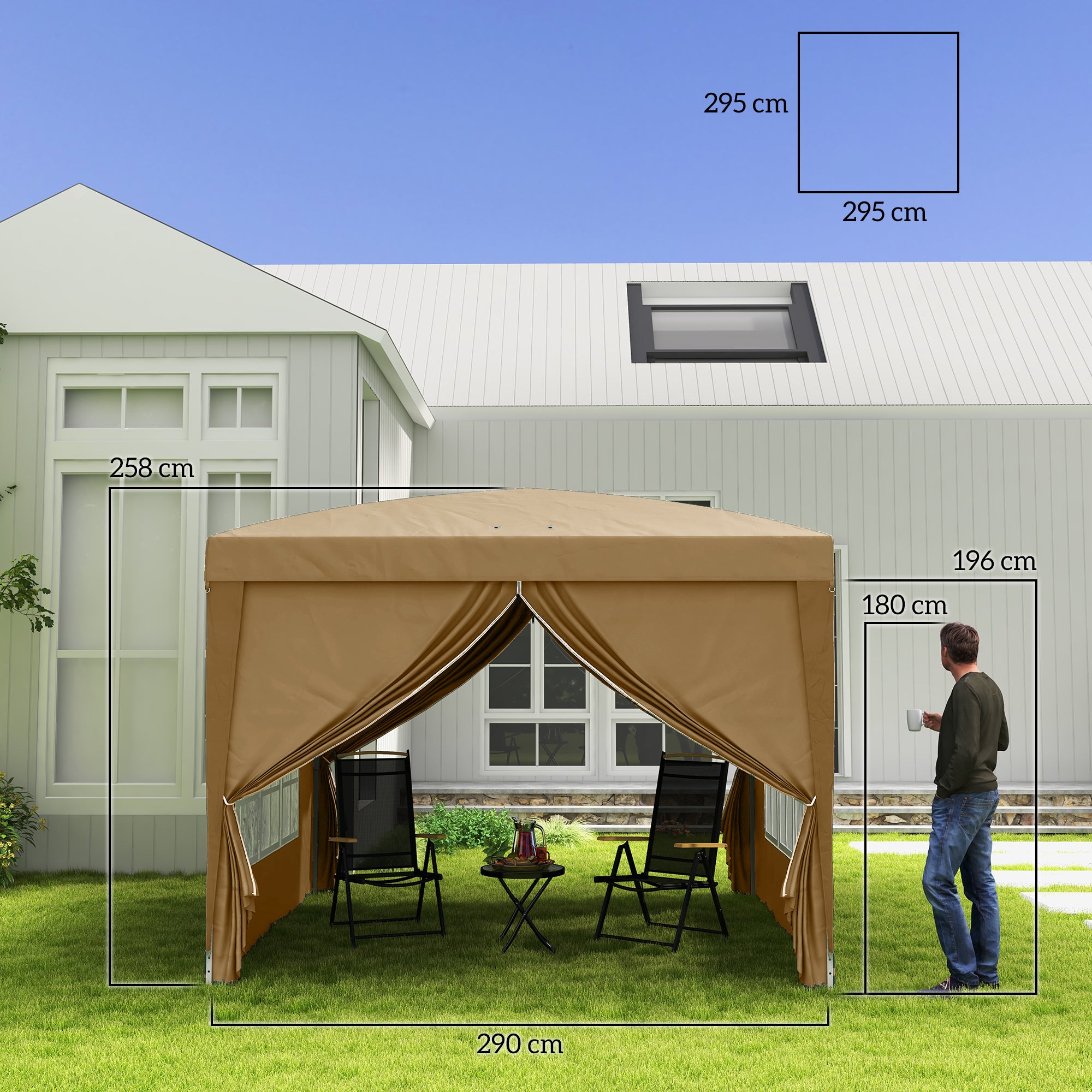 Outsunny 3 x 3(m) Pop Up Gazebo - Khaki - North Peak Garden Furniture