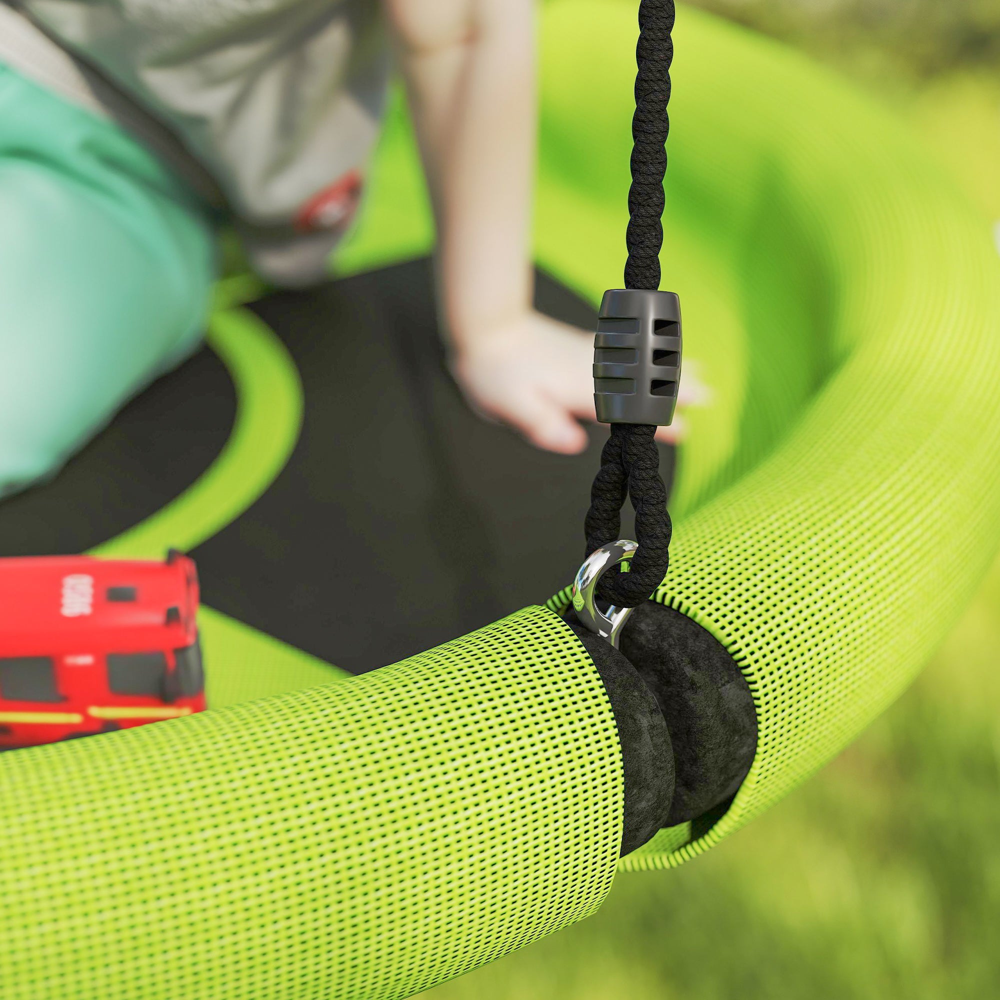 AIYAPLAY 100cm Diameter Nest Swing Seat for Kids with Height Adjustable Hanging Ropes for Outdoor, Playground, Garden, Green - North Peak Garden Furniture