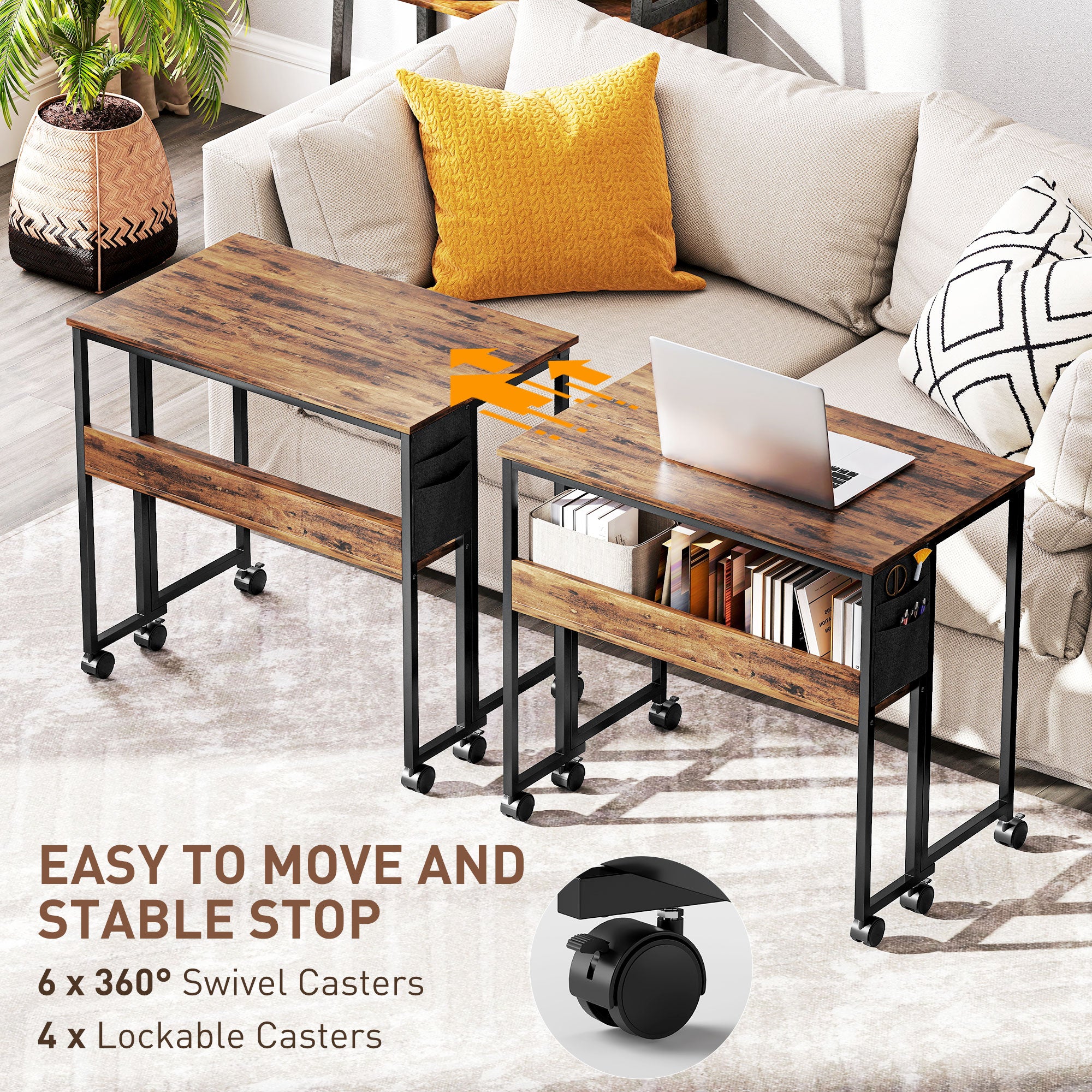 HOMCOM 80 cm Drop Leaf Writing Work Desk - Rustic Brown - North Peak Garden Furniture