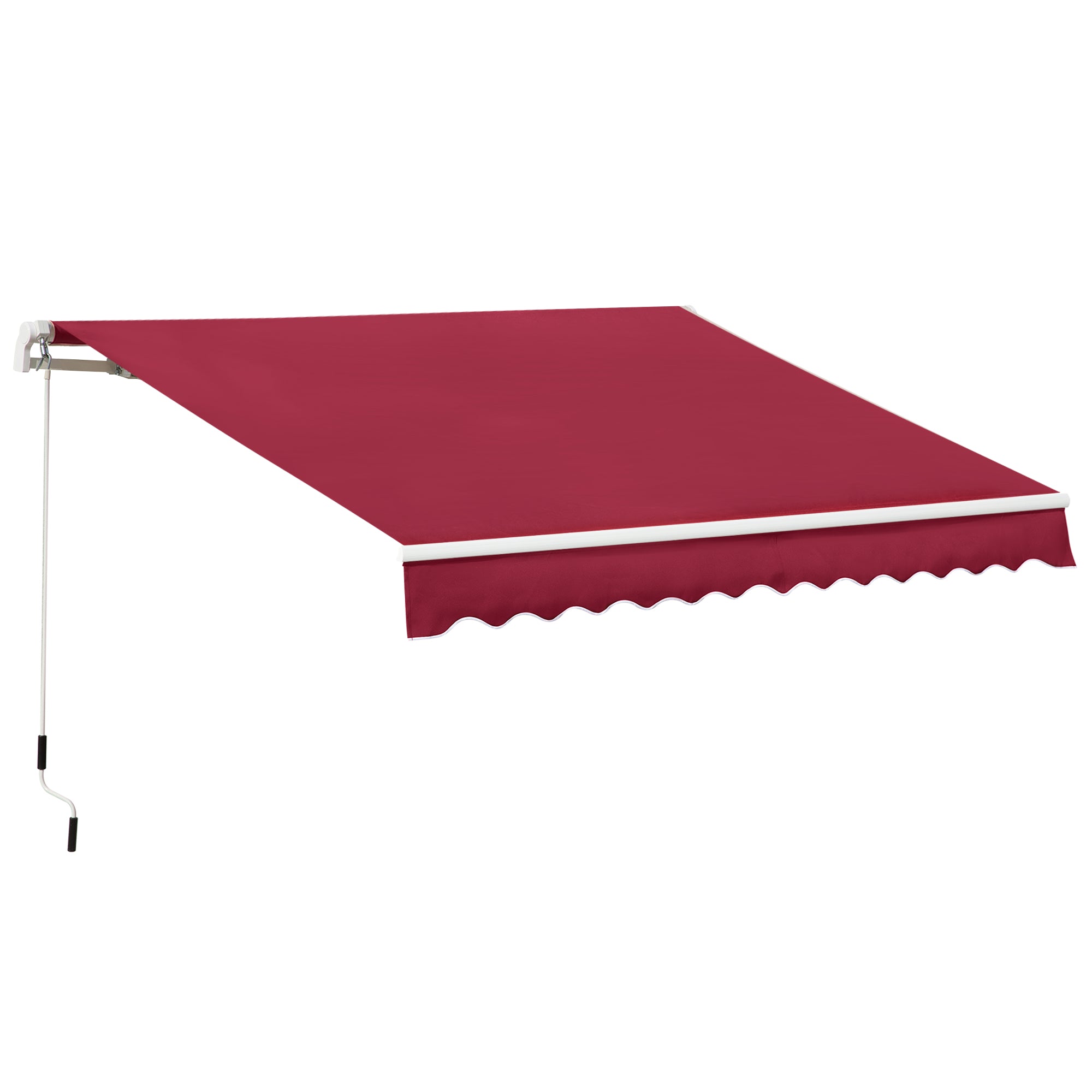 Outsunny 3.5M x 2.5M Garden Patio Manual Awning Canopy Sun Shade Shelter Retractable Winding Handle Wine Red