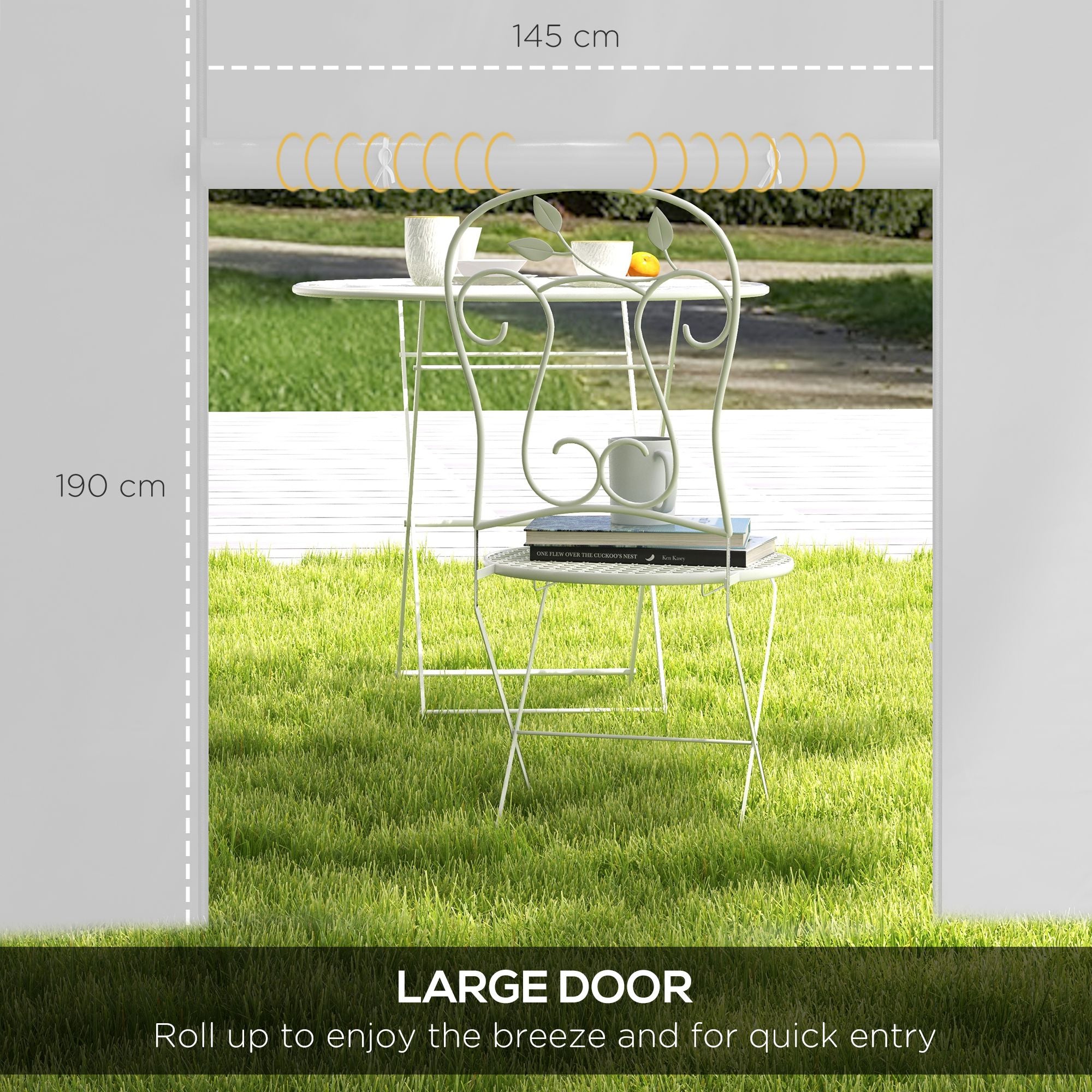 Outsunny Gazebo Side Panels, 2 Pack Sides Replacement, for 3x3(m) or 3x6m Pop Up Gazebo, with Windows and Doors, White - North Peak Garden Furniture