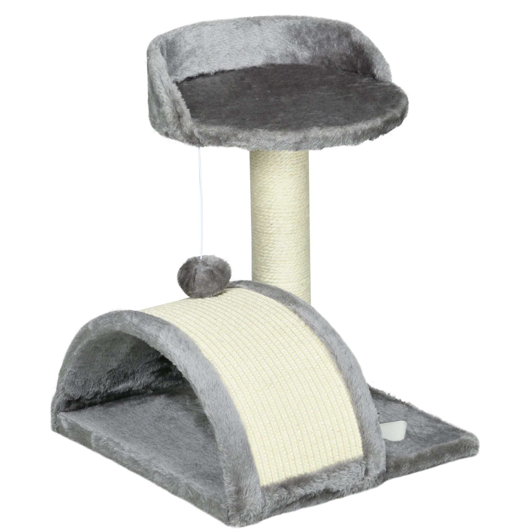 PawHut Cat Tree, Kitten Scratcher Activity Centre, with Sisal Scratching Post, Toy Ball - Grey