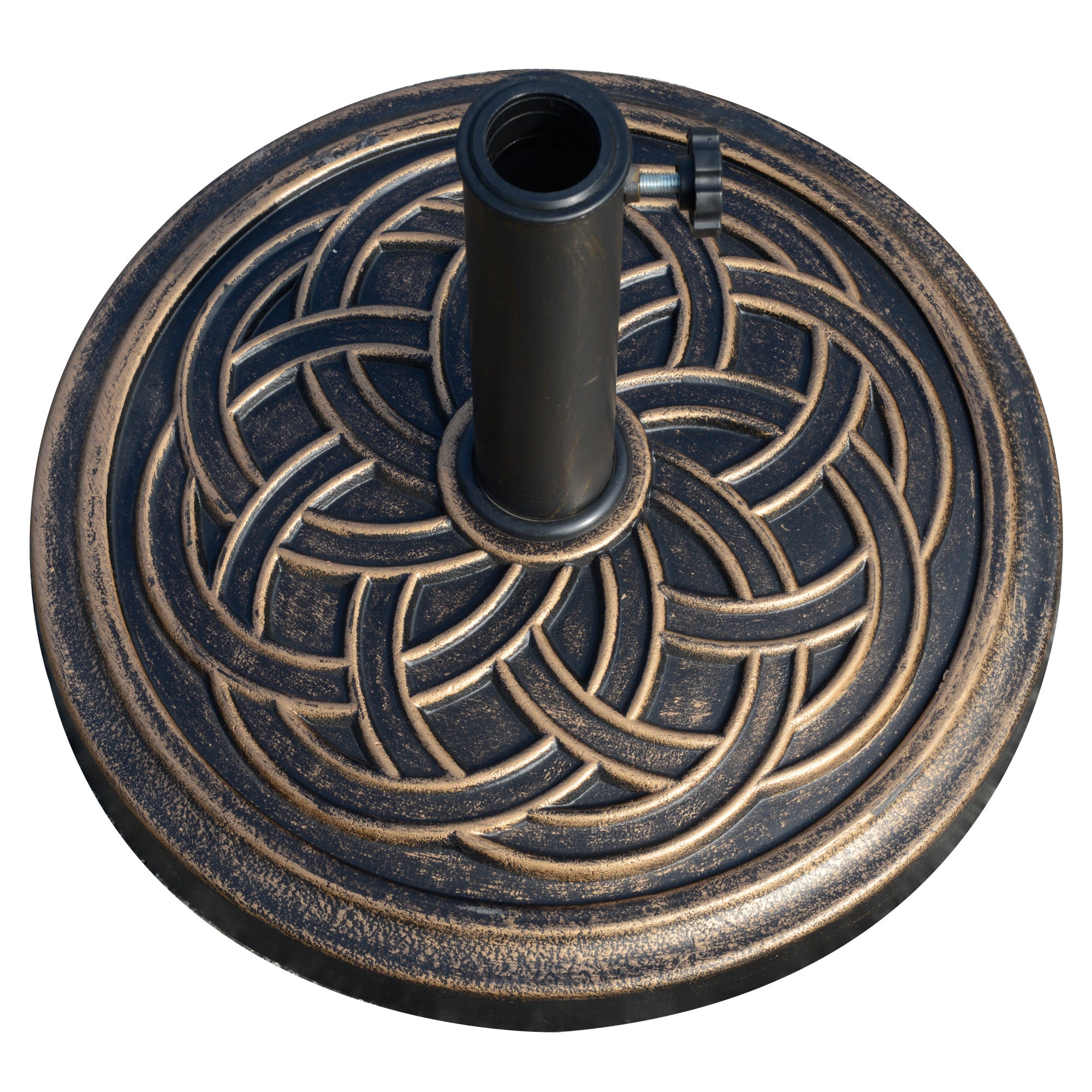 Outsunny 11.5kg Heavy Duty Parasol Base, Umbrella Stand Holder, Parasol Stand for 38mm or 48mm Patio Umbrella Pole, Bronze Tone - North Peak Garden Furniture