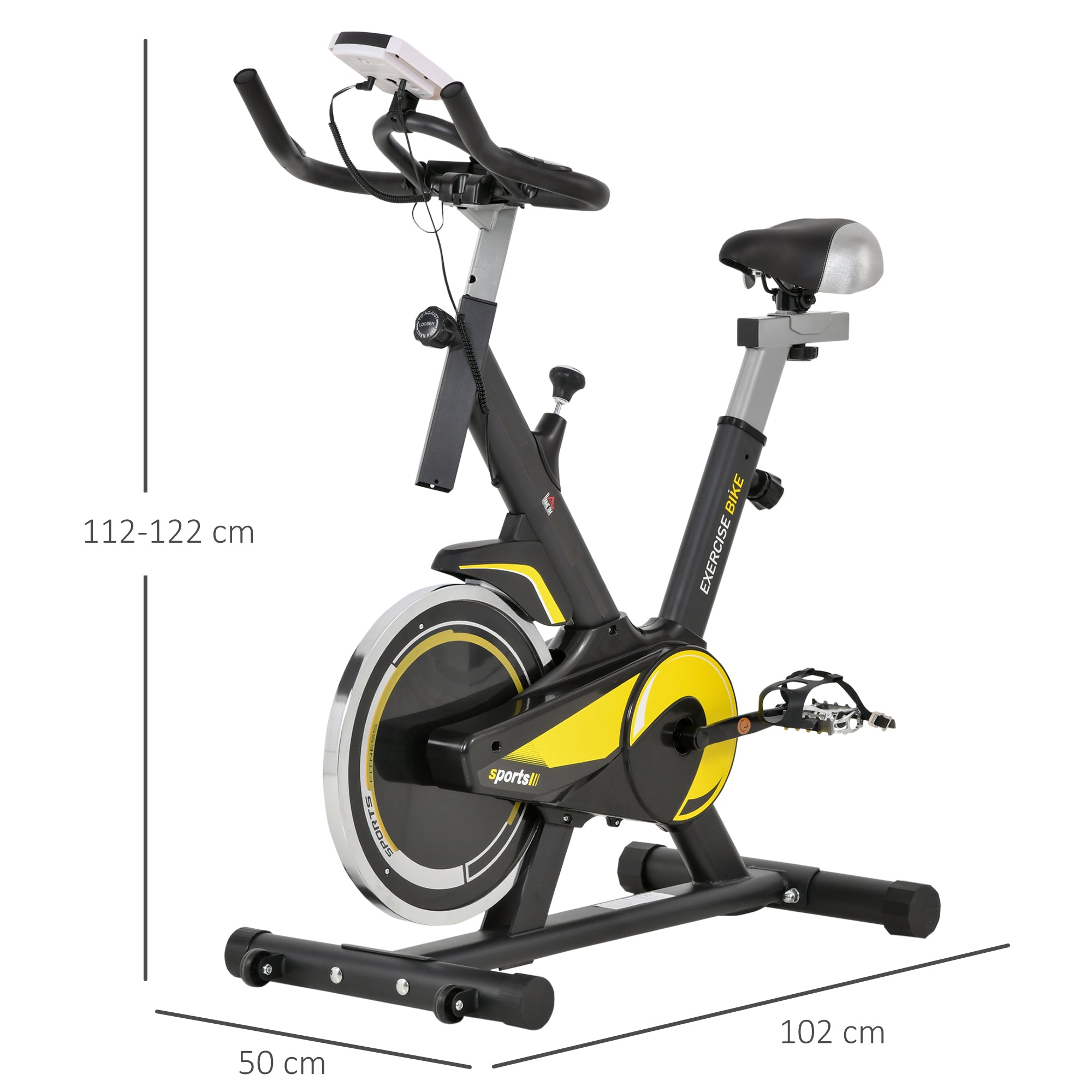 HOMCOM Upright Exercise Bike Indoor Training Cycling Machine Stationary Workout Bicycle with 10KG Flywheel and Adjustable Resistance Seat Handlebar LCD Display for Home Gym - North Peak Garden Furniture