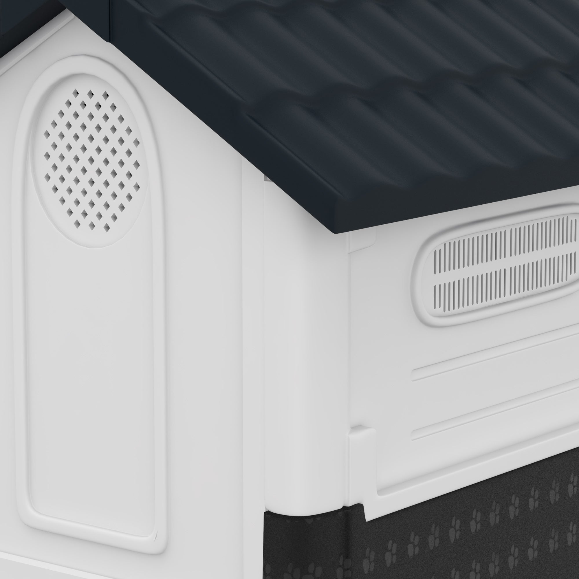 PawHut Plastic Dog Kennel with Windows, for Garden Patio, Miniature Dogs, 64.5 x 57 x 66cm - Grey - North Peak Garden Furniture