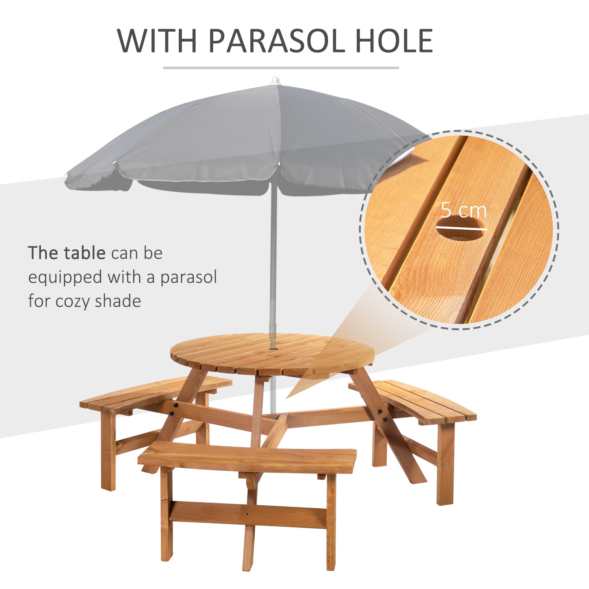 Outsunny Fir Wood Pub Set: 6-Seater Heavy-Duty Outdoor Dining Suite with Parasol Hole, Patio