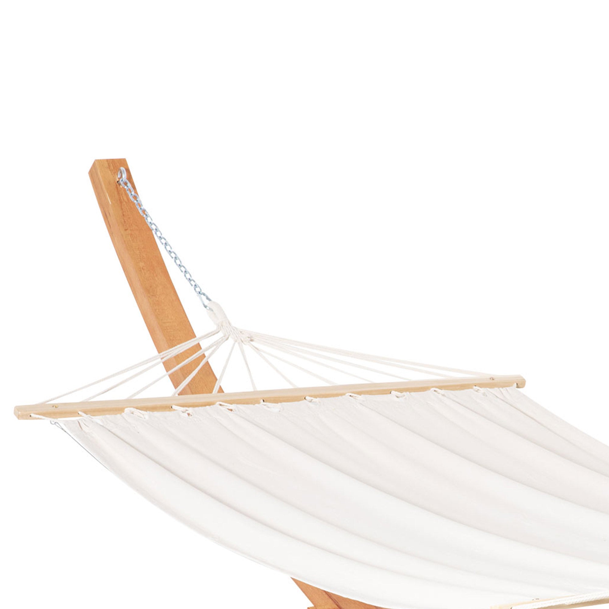 Outsunny Outdoor Garden Hammock with Wooden Stand Swing Hanging Bed for Patio White - North Peak Garden Furniture
