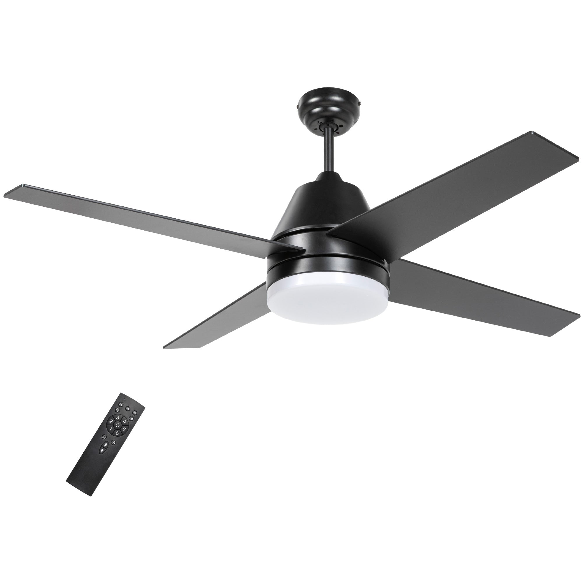 HOMCOM Ceiling Fan with LED Light, Flush Mount Ceiling Fan Lights with Reversible Blades, Remote, Black and Walnut Brown