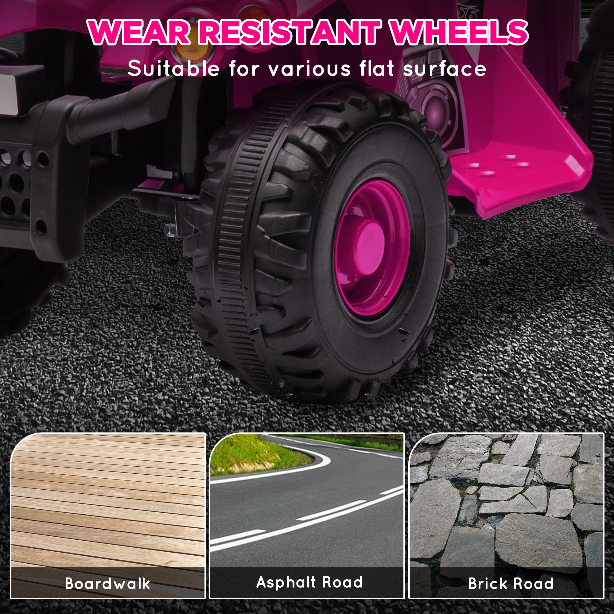 AIYAPLAY 6V Kids Electric Quad Bike w/ Music, Forward Function, for 2-6 Years, Pink - North Peak Garden Furniture
