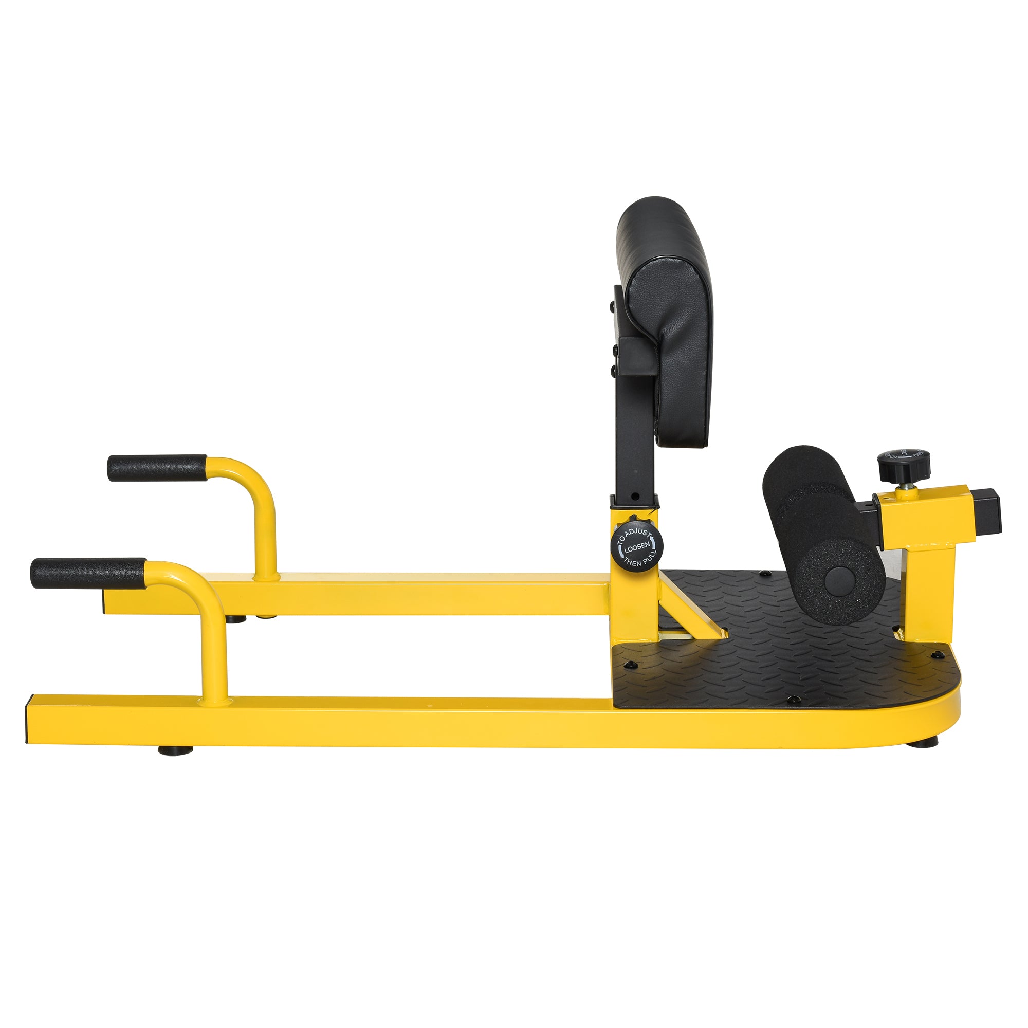 HOMCOM Squat Machine with Push Up Stand, Padded Hip Thrust Bench with Adjustable Cushion for Home Gym Work Out, Yellow