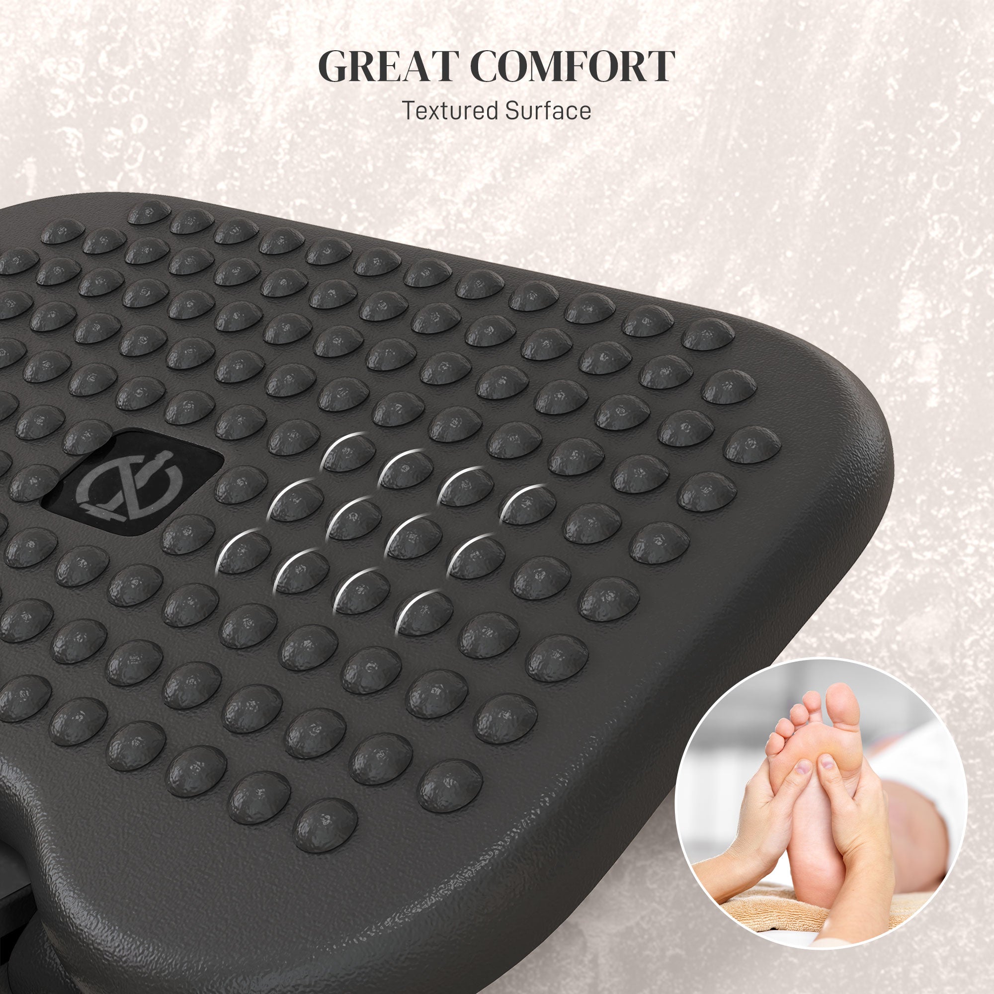 HOMCOM Footrest Adjustable Height & Angle Tilting Platform Home Office Foot Rest Black - North Peak Garden Furniture