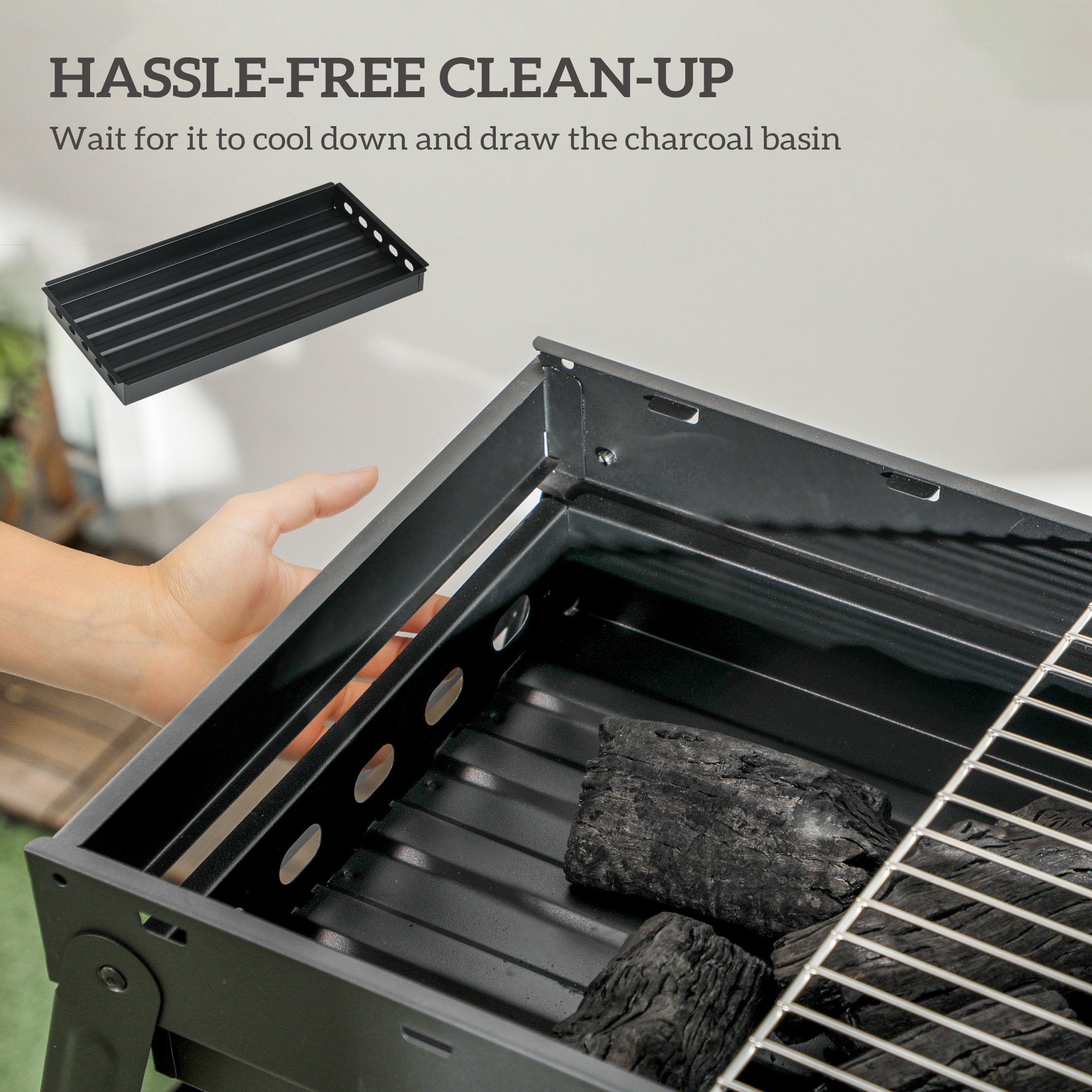 Outsunny Foldable Charcoal Grill - Black - North Peak Garden Furniture
