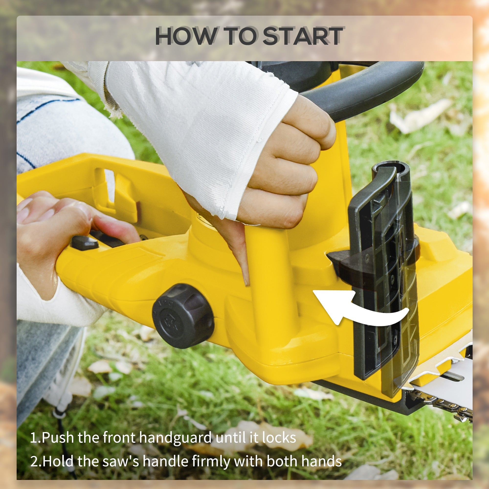 DURHAND Aluminium Chainsaw with Double Brake Protection and Blade Cover, 2000 W, 40 cm, for Wood, Trees and Branches, Yellow - North Peak Garden Furniture