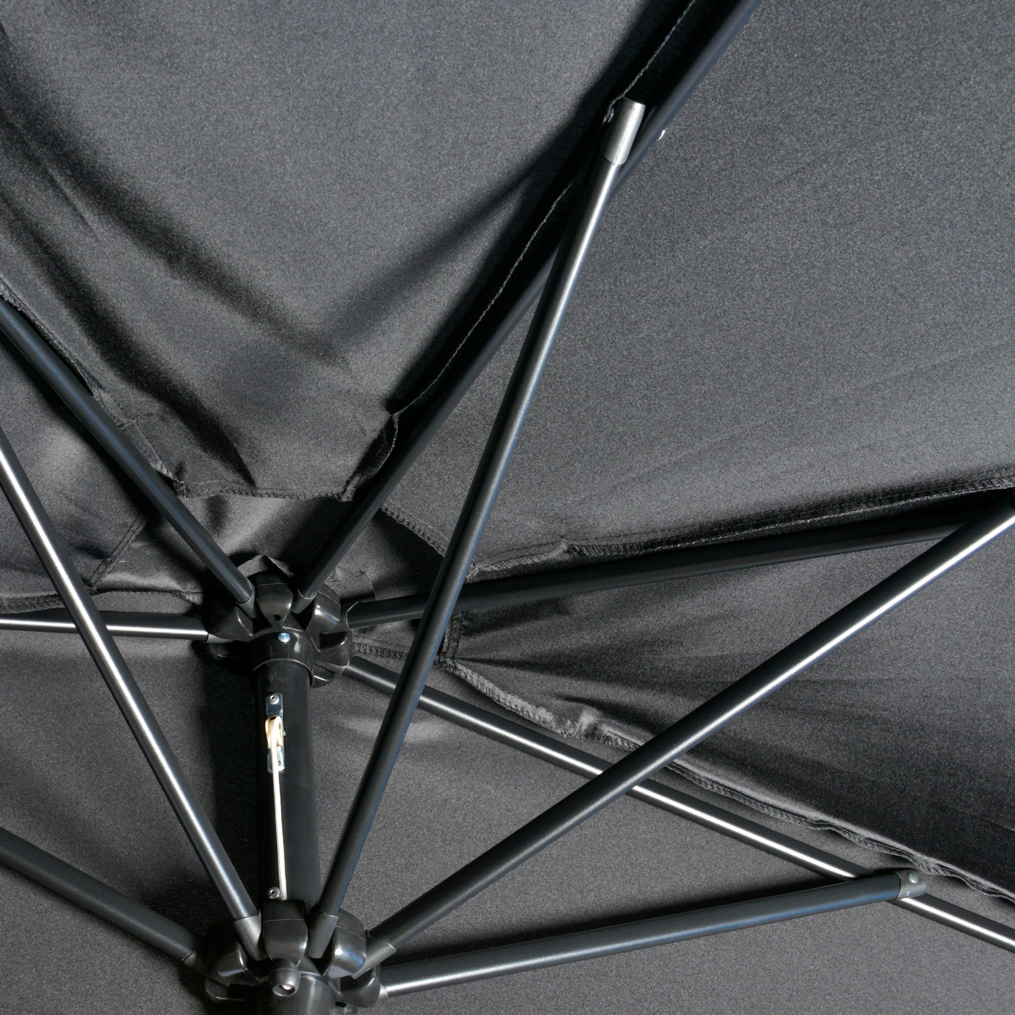 Outsunny 3(m) Half Parasol Semi Round Umbrella Patio Metal Frame Crank Handle for Balcony-- NO BASE INCLUDED, Black - North Peak Garden Furniture