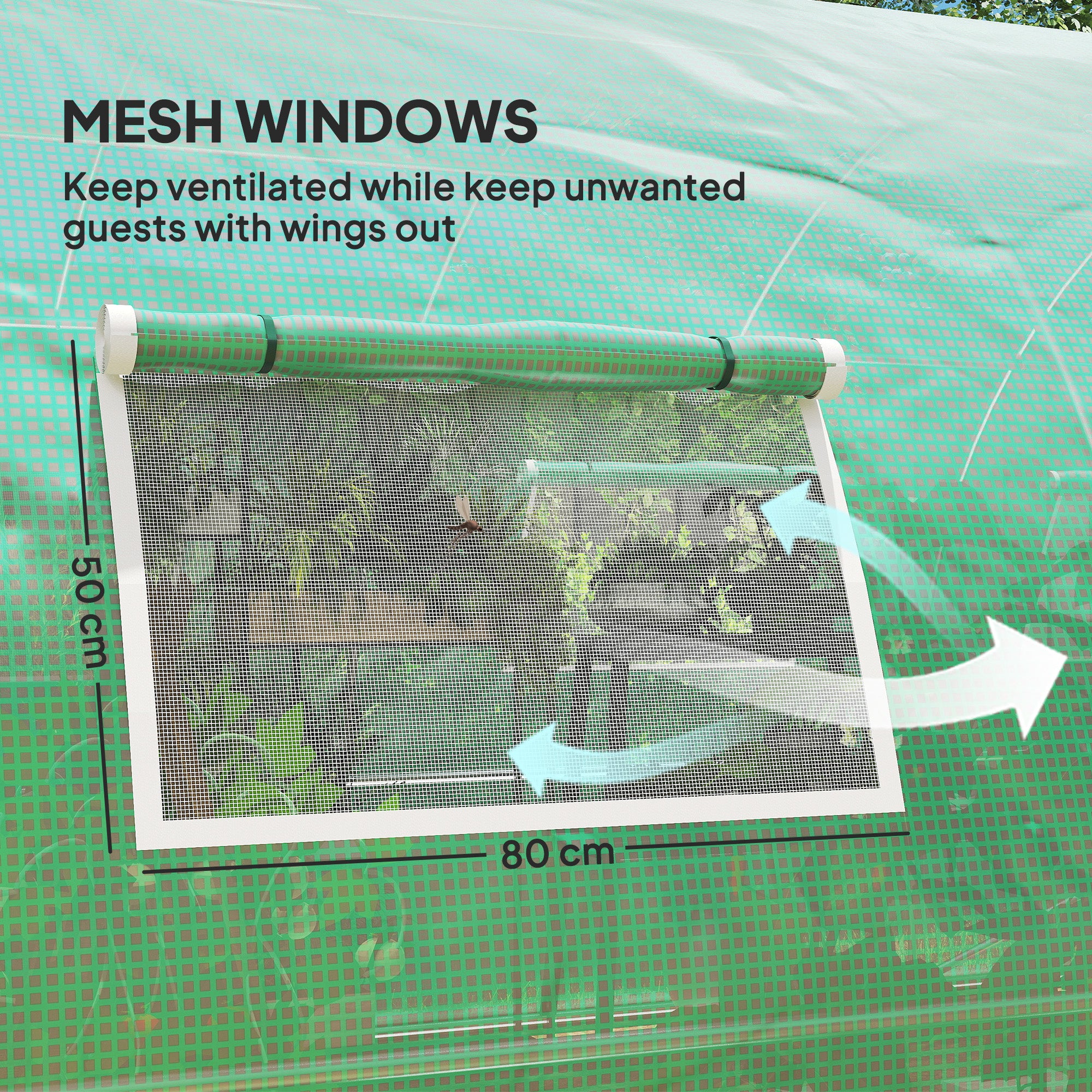 Outsunny Polyethylene Upgraded Structure Walk-in Polytunnel Greenhouse, 6 x 3(m), Green - North Peak Garden Furniture