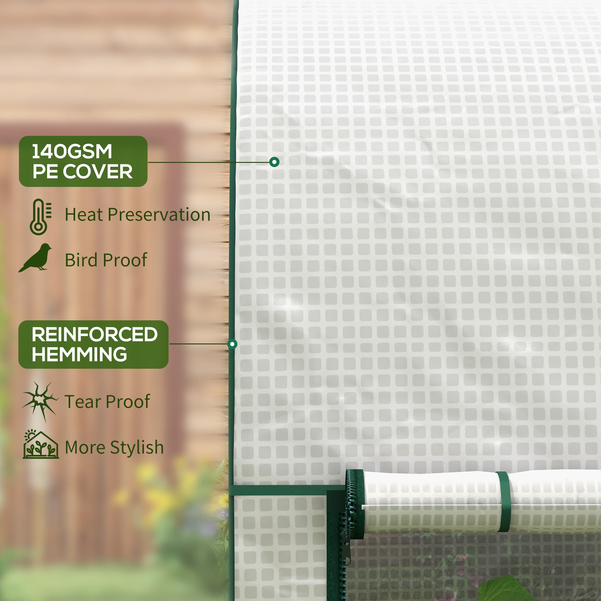 Outsunny 200 x 100cm Walk-In Greenhouse, with Zipped Doors - White - North Peak Garden Furniture