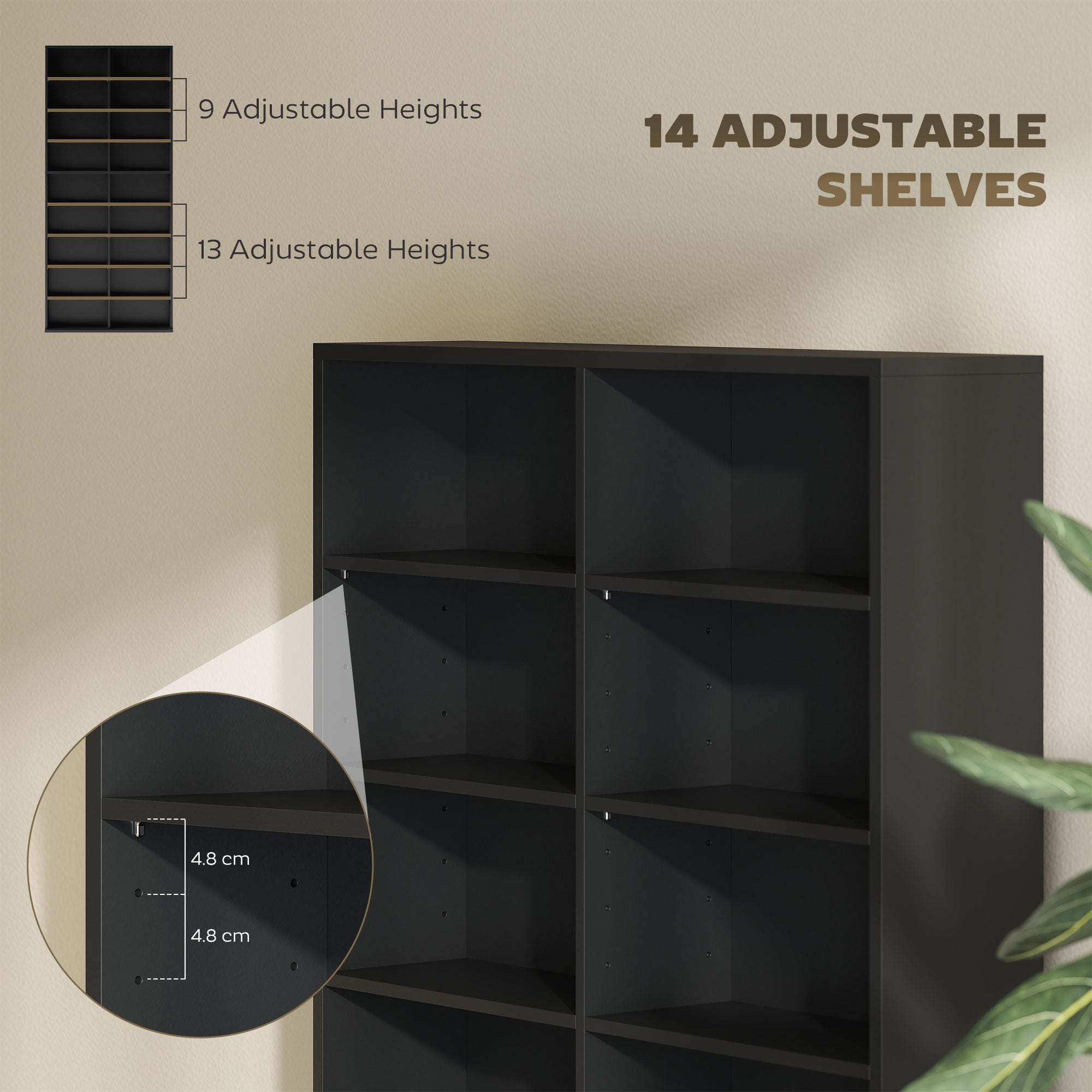 HOMCOM 640 CD Storage Tower - Black - North Peak Garden Furniture