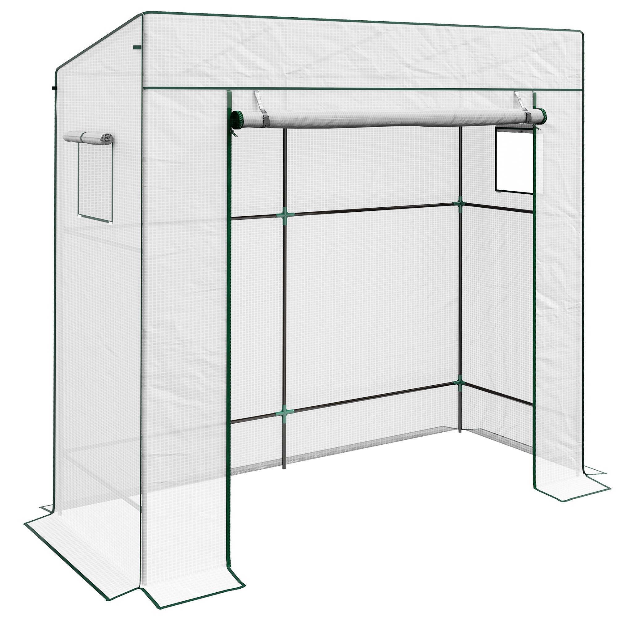 Outsunny PE Cover Walk-in Outdoor Greenhouse, White - North Peak Garden Furniture