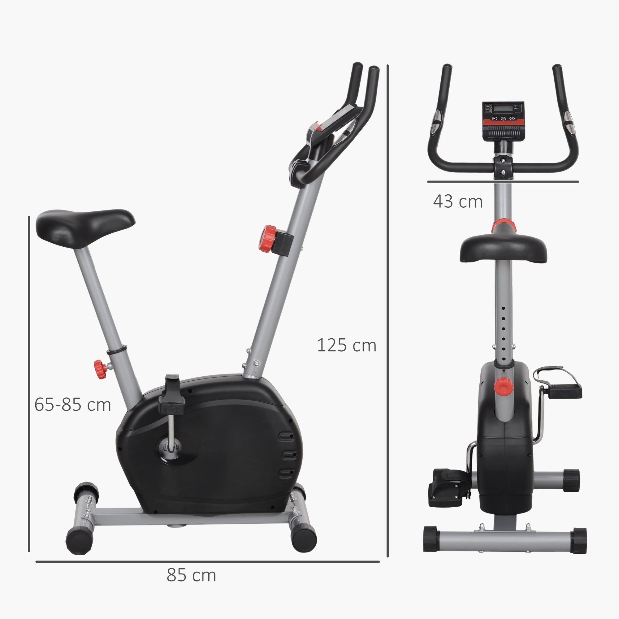 SPORTNOW Quiet Exercise Bike with 8-Level Magnetic Resistance and Heart Rate Sensor, for Home Gym, Grey and black - North Peak Garden Furniture